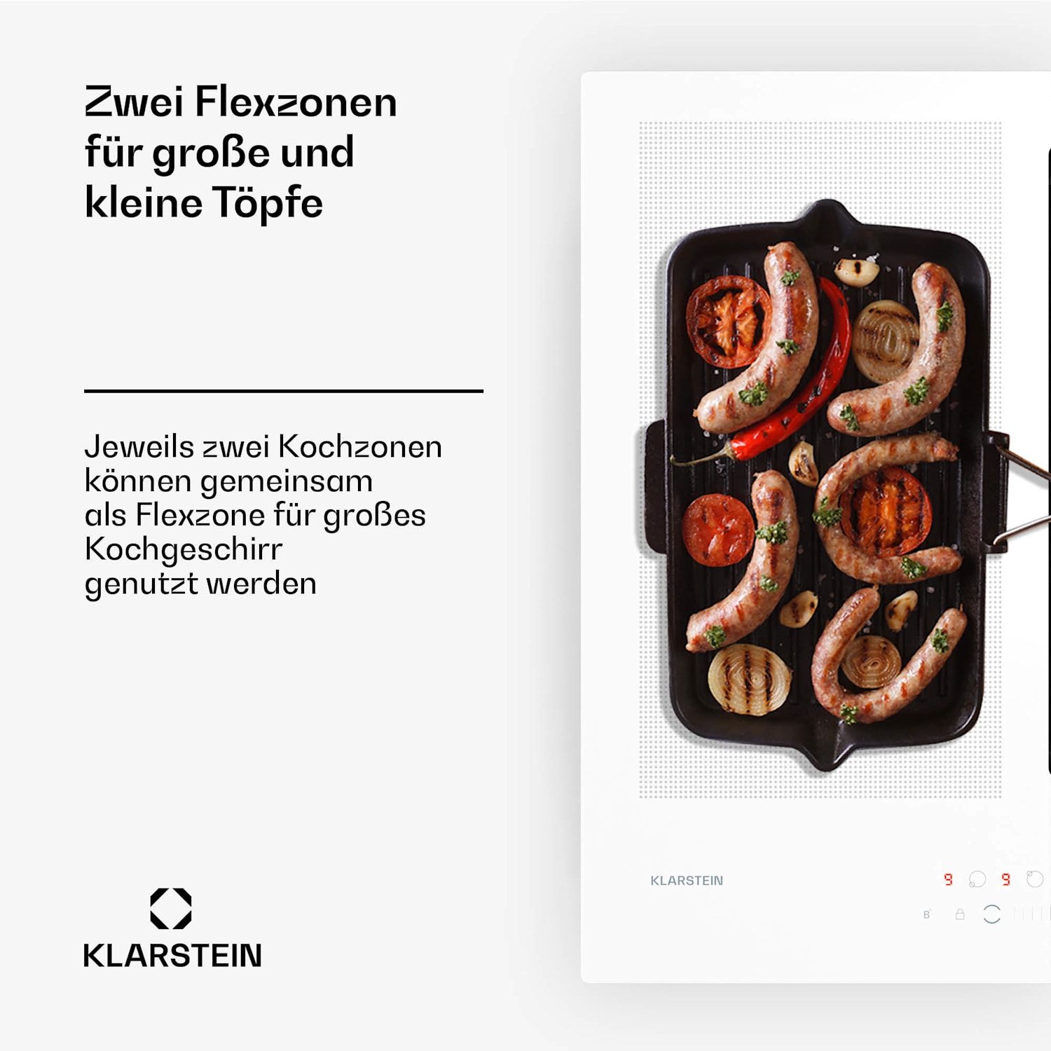 Chef-Fusion Down Air System | 2-en-1 | table à induction + hotte aspirante | puissant | 7200 W 60 cm | Blanc