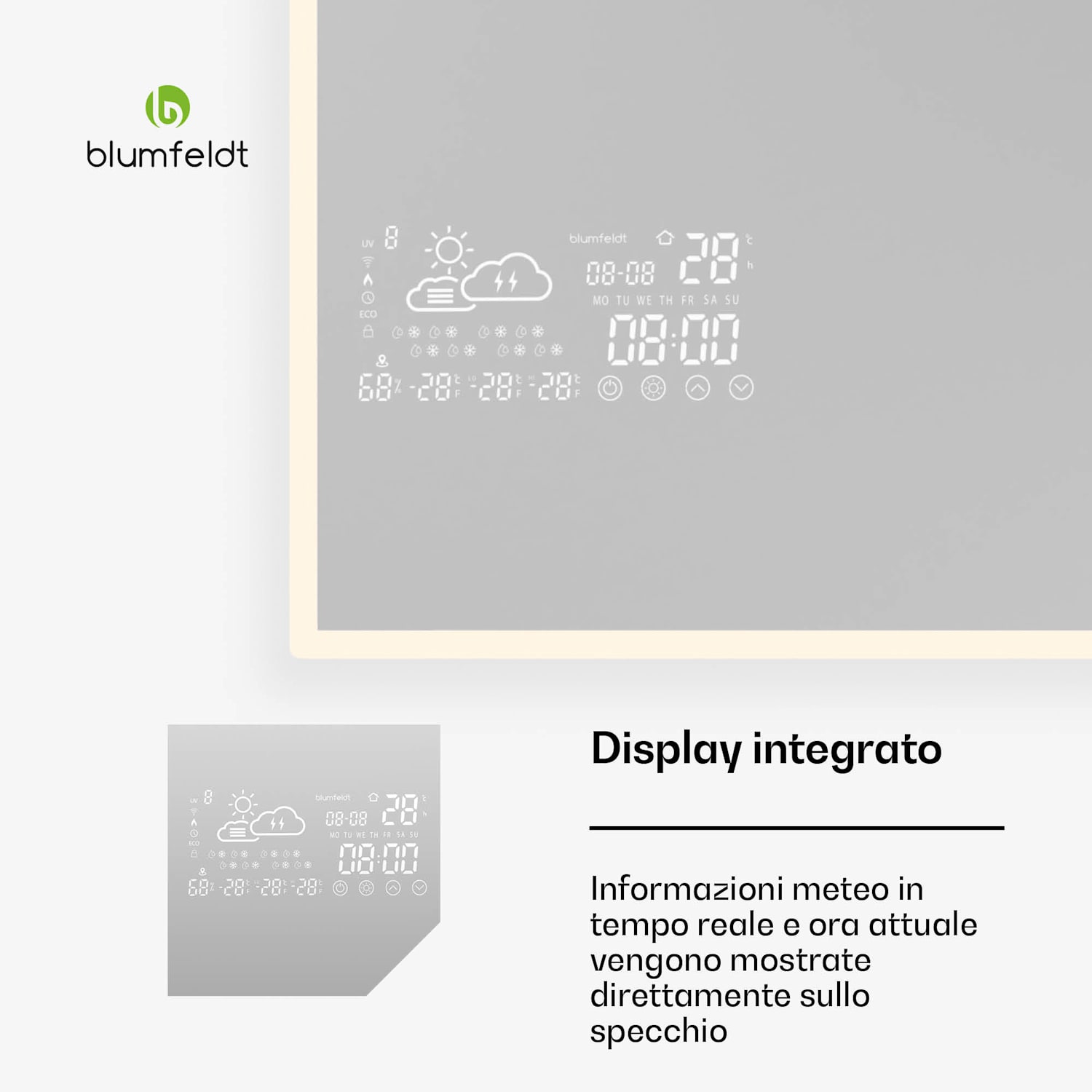 Stufa a infrarossi | Smart Mirror | Infrarossi | 500 W | IP44 100 x 60 cm | Nero