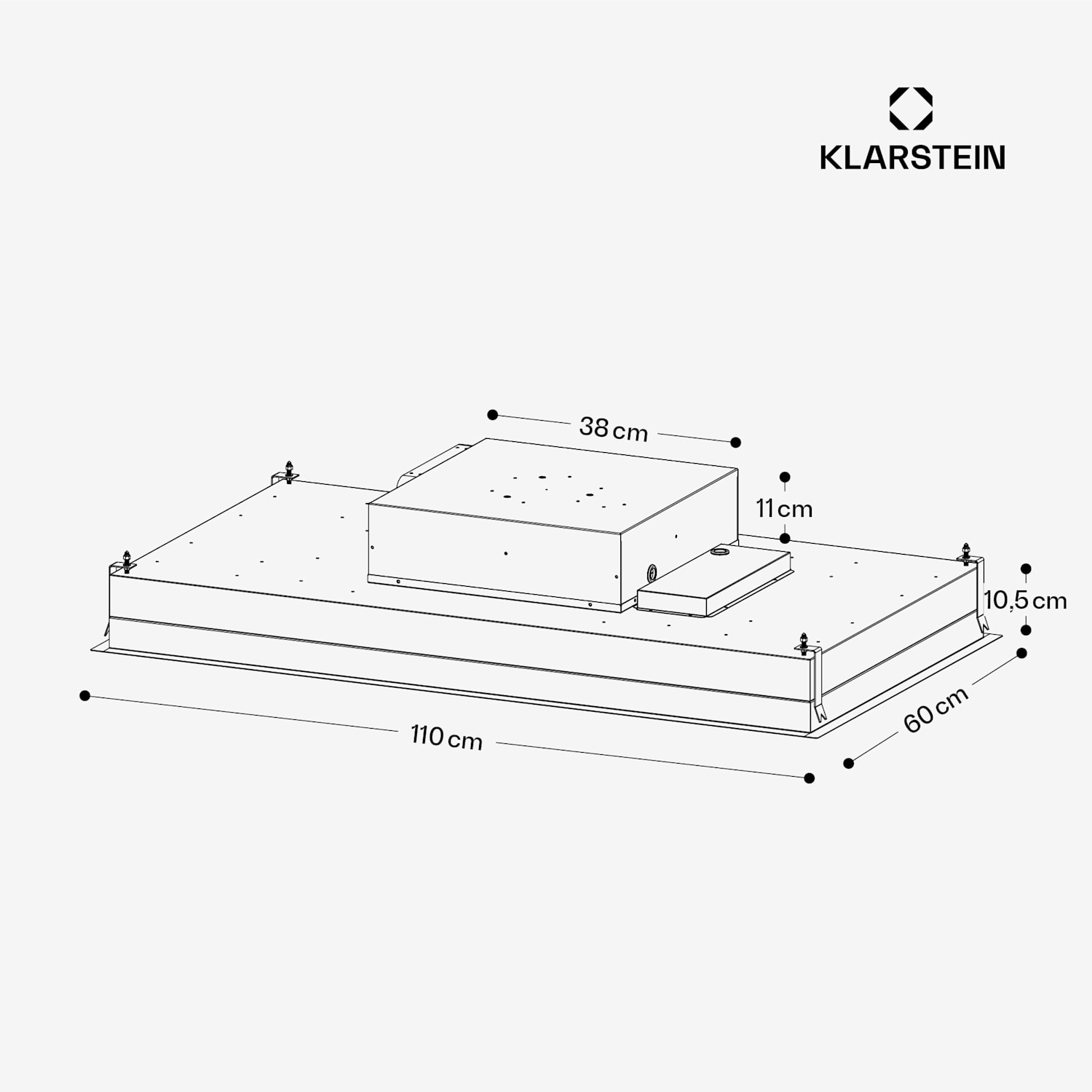 LuxeAir Hotte aspirante | 110 cm | WiFi + Bluetooth | LED | 751 m³/h | Extraction / recyclage d'air | CEE A 110 cm