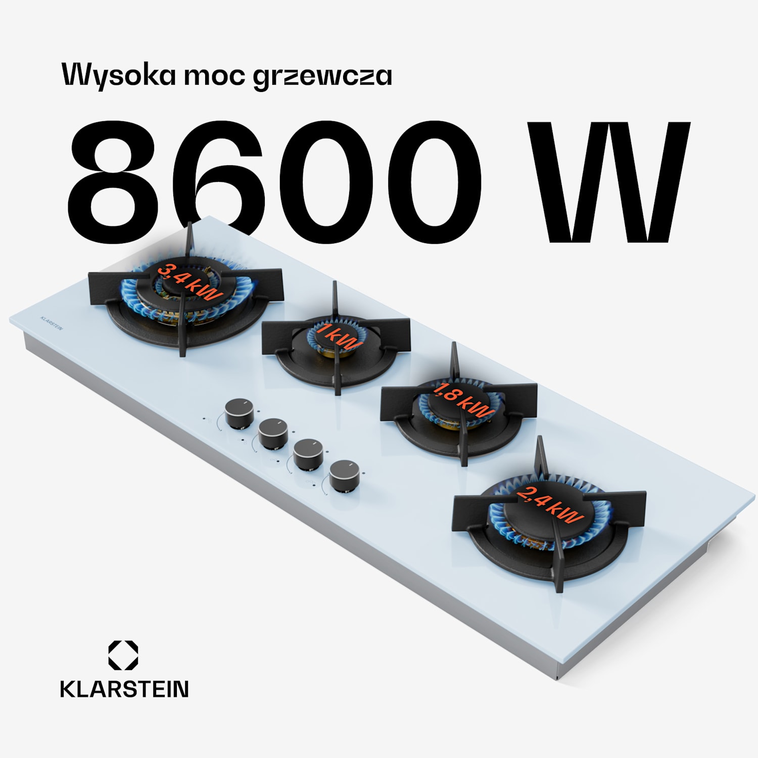 Goldflame 4 Slim płyta gazowa, 4 palniki, gaz płynny lub ziemny, zapłon elektryczny Goldflame Slim | 4 | Biały