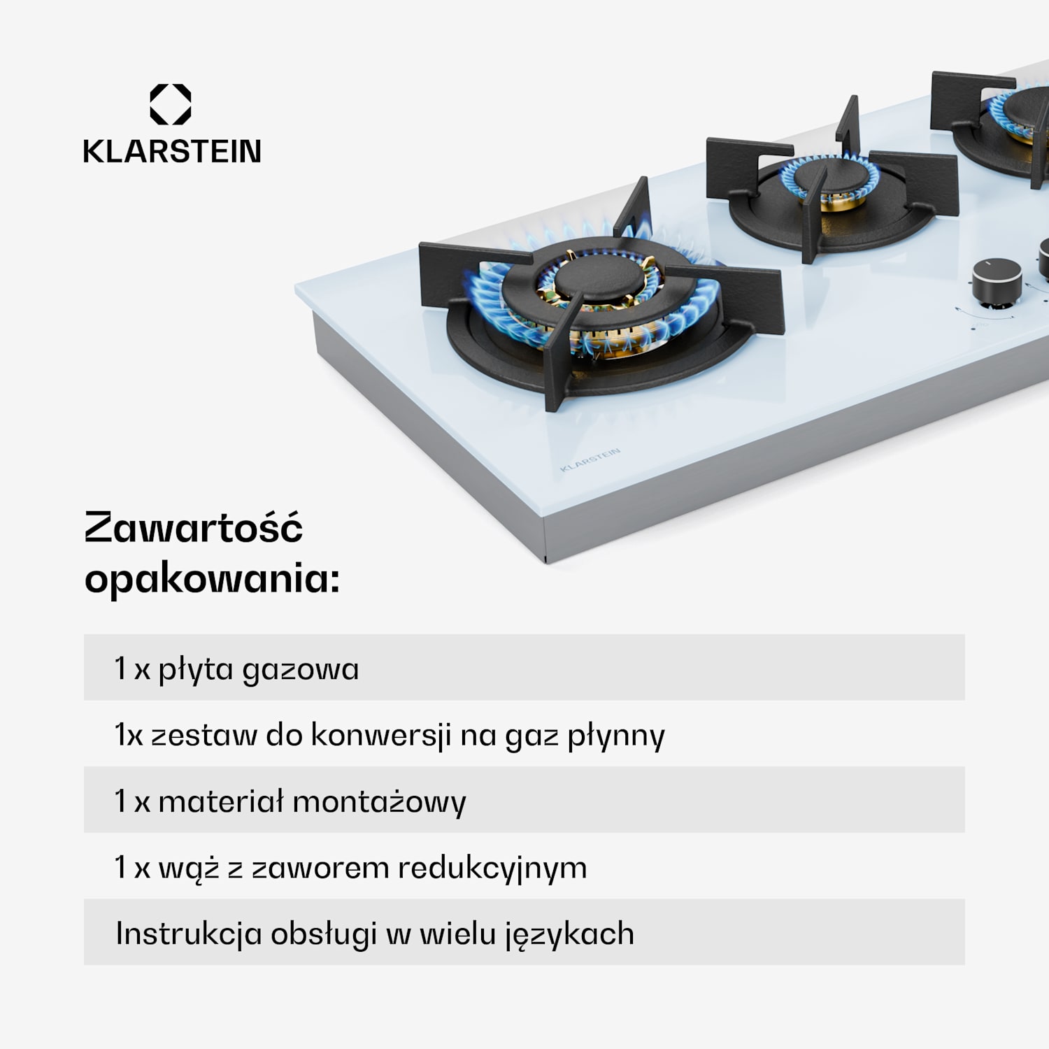 Goldflame 4 Slim płyta gazowa, 4 palniki, gaz płynny lub ziemny, zapłon elektryczny Goldflame Slim | 4 | Biały