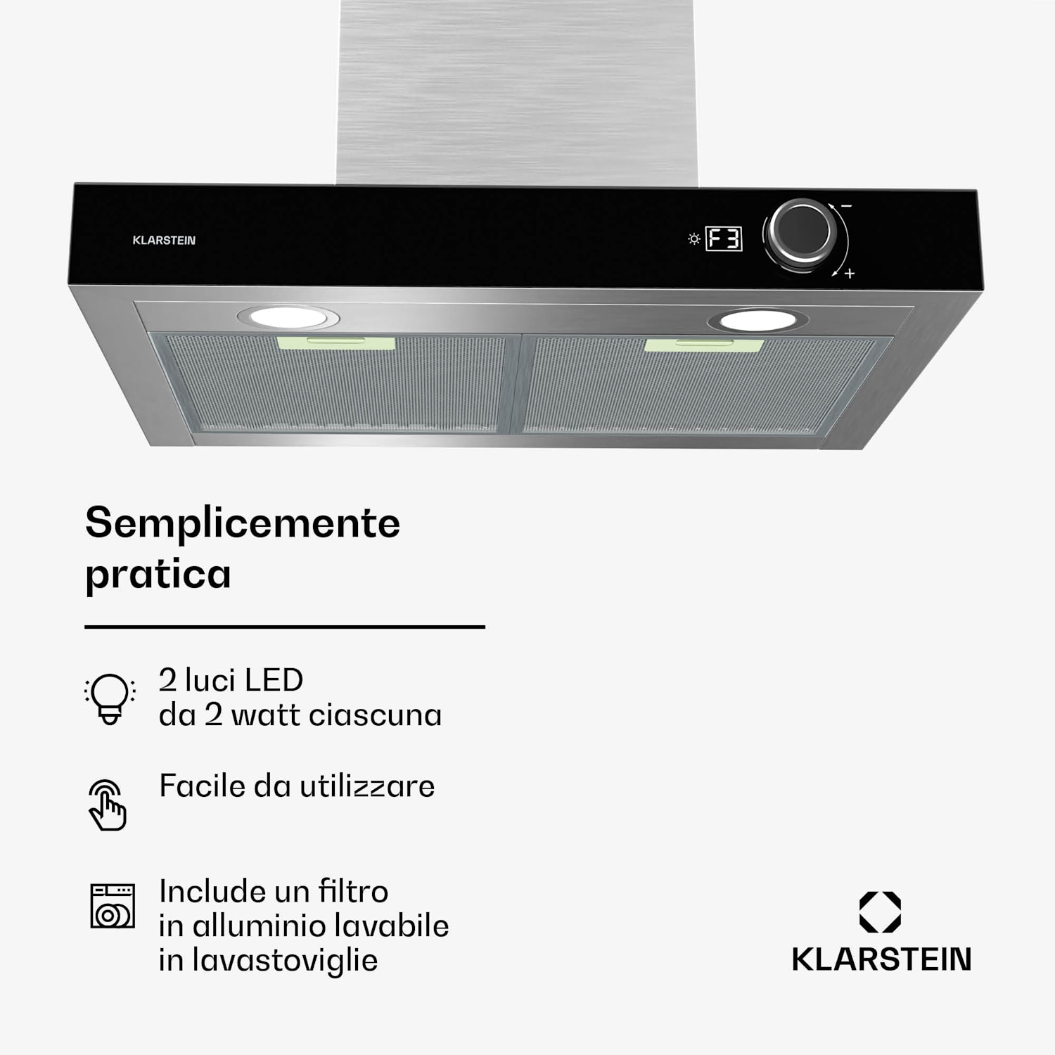AirNova - Cappa aspirante | Ricircolo e scarico | Efficienza energetica A++ | 110 W | 620 m³/ora 60 cm | Acciaio inox