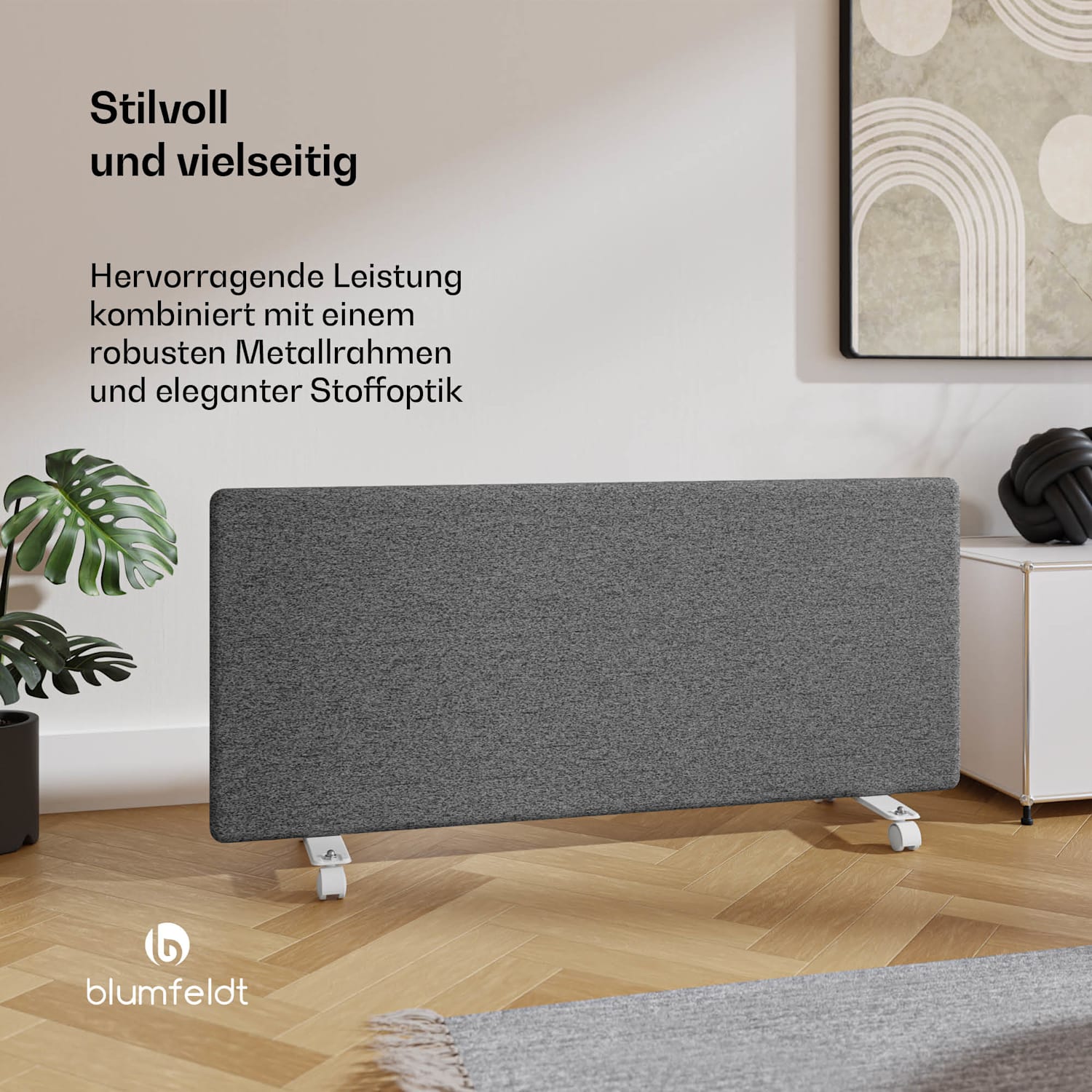 ThermaTouch Konvektor | 2.000 W | elegantes Design | Touch-Bedienung | bis 20 m² Tessile | 94 x 40 cm | Grigio