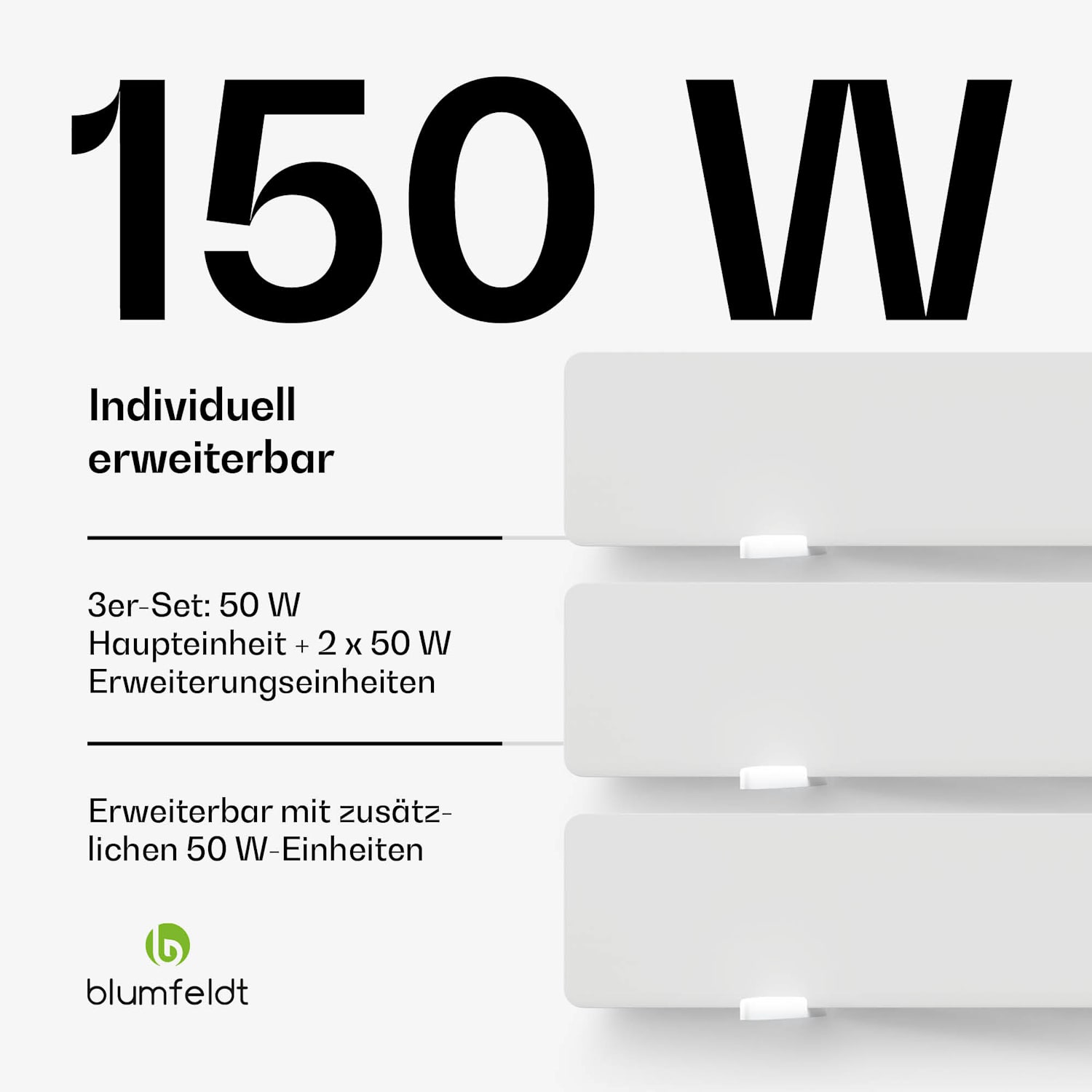 DryWave Infrarot-Wandtrockner | 50-150 W | trocknet Farbe und Putz | Wandmontage möglich 3pc | Weiß