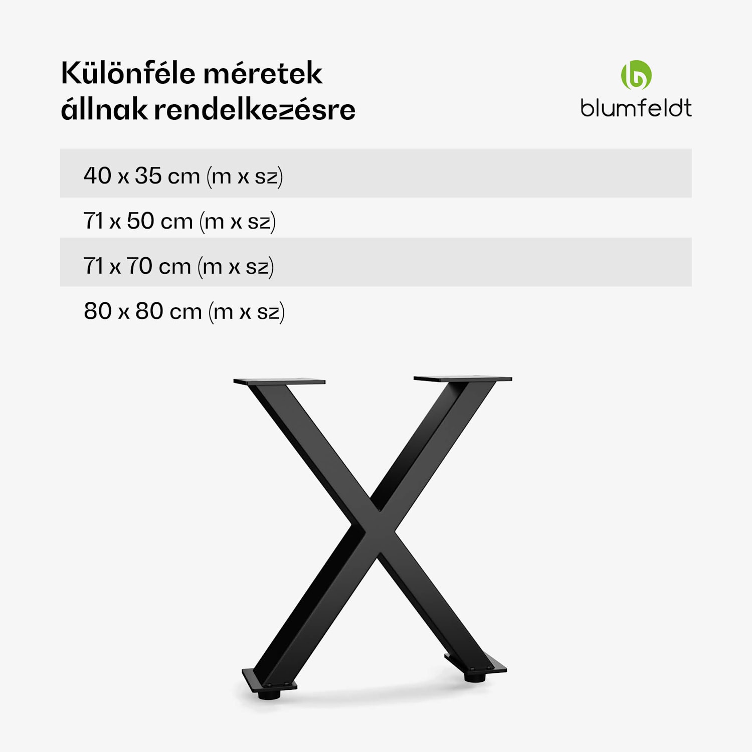 UrbanFodge X asztallábak, modern kialakítás, barkácsprojektekhez, 200 kg teherbírás 35 x 40 x 12 cm