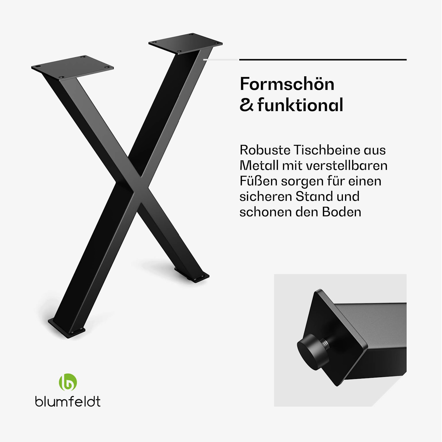 UrbanFodge X Tischbeine | Modernes Design | für DIY-Projekte | 200 kg Traglast 50 x 71 x 12 cm