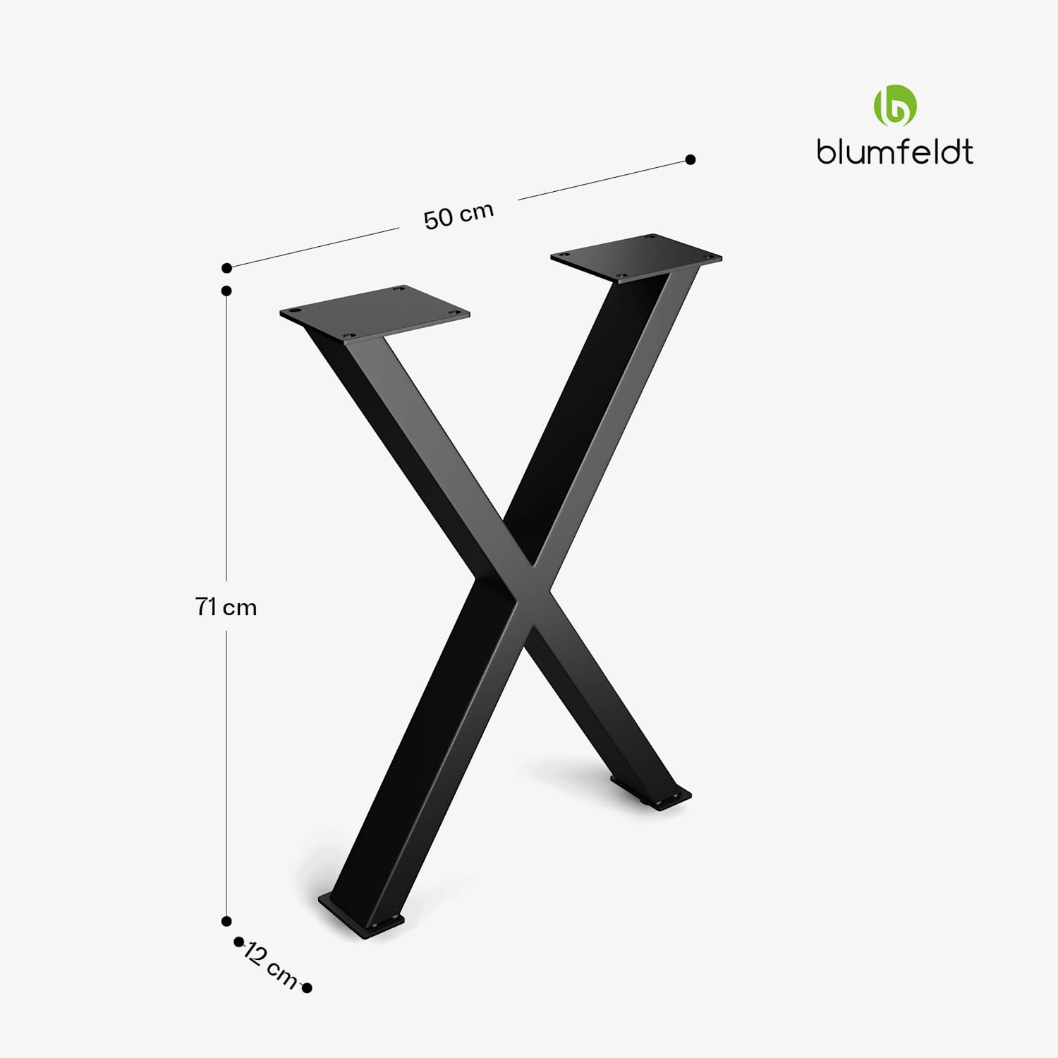 UrbanFodge X Tischbeine | Modernes Design | für DIY-Projekte | 200 kg Traglast 50 x 71 x 12 cm