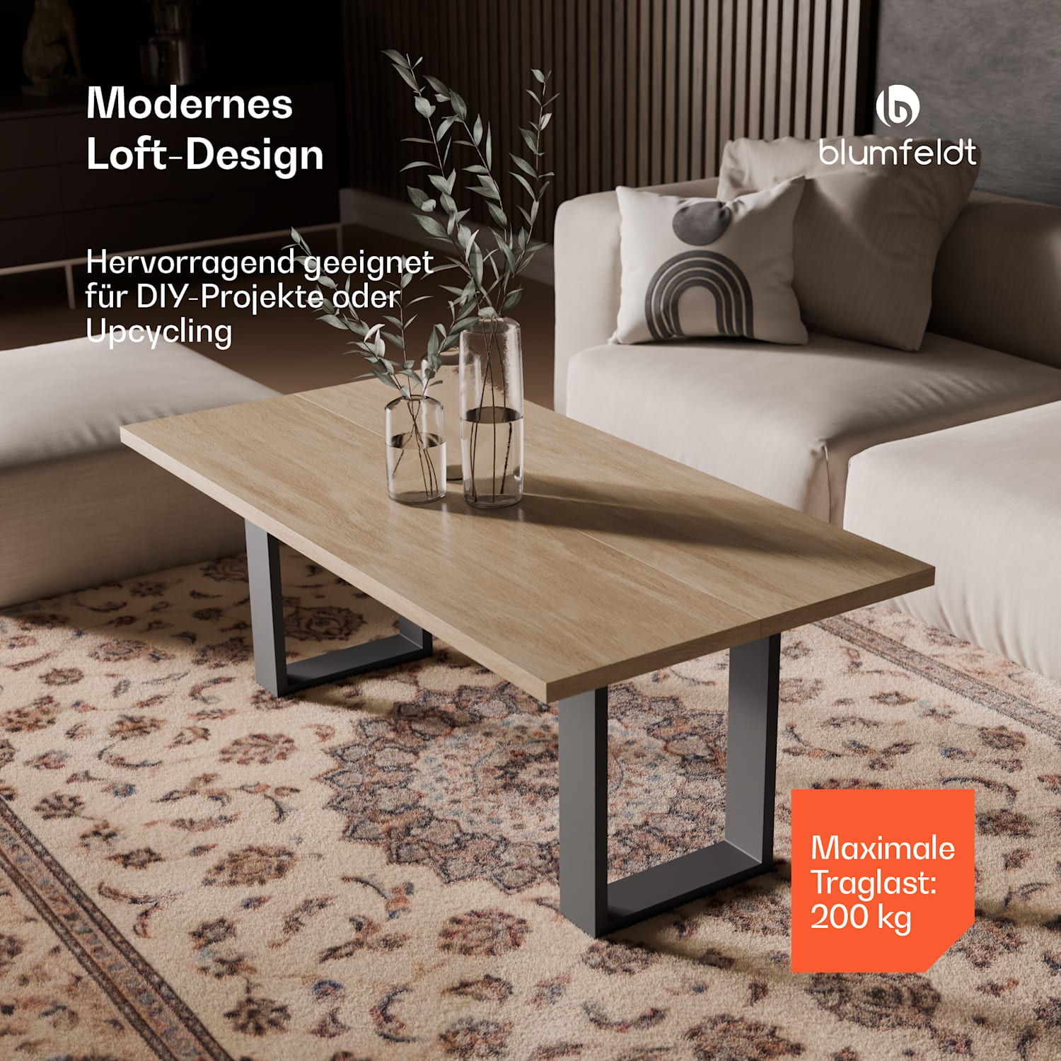 Blumfeldt UrbanFodge U pieds de table | Design moderne | pour projets de bricolage | capacité de charge 200 kg 30 x 43 x 12 cm