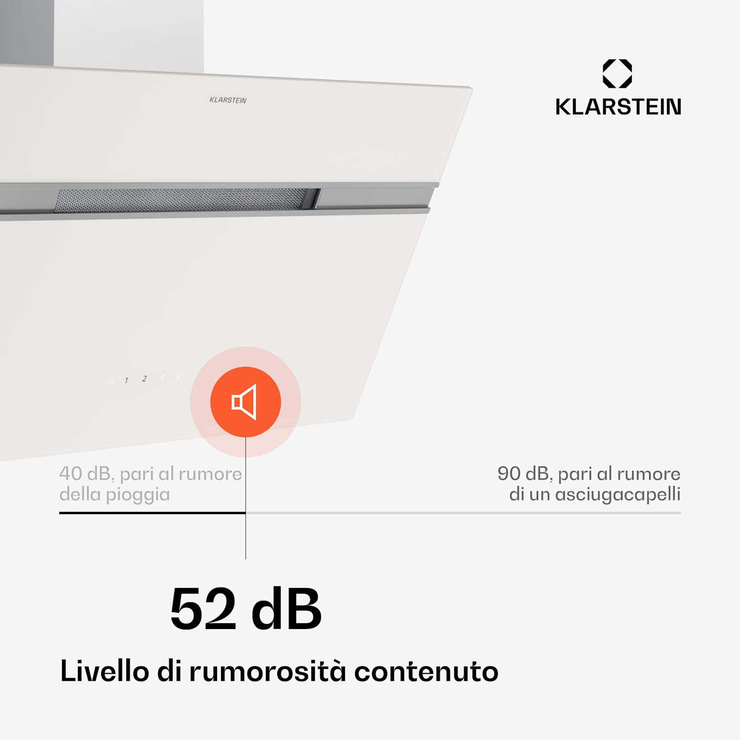 Alina - Cappa aspirante | 60 cm | 600 m³/ora | Silenziosa | Classe energetica A 60 cm | Bianco