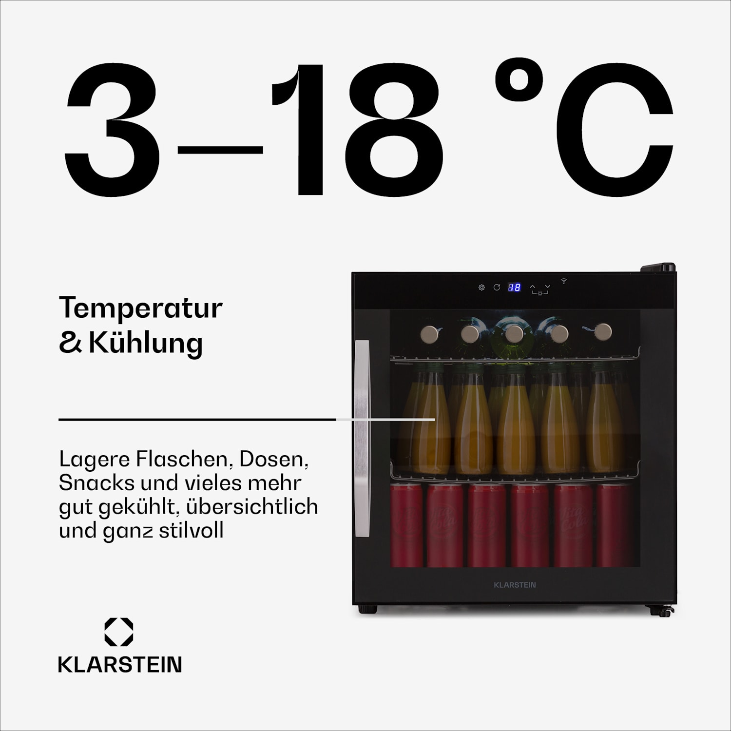 Coachella 50 Onyx Kühlschrank 47 Liter WiFi-Funktion Hintergrundbeleuchtung 50 Ltr | Schwarz
