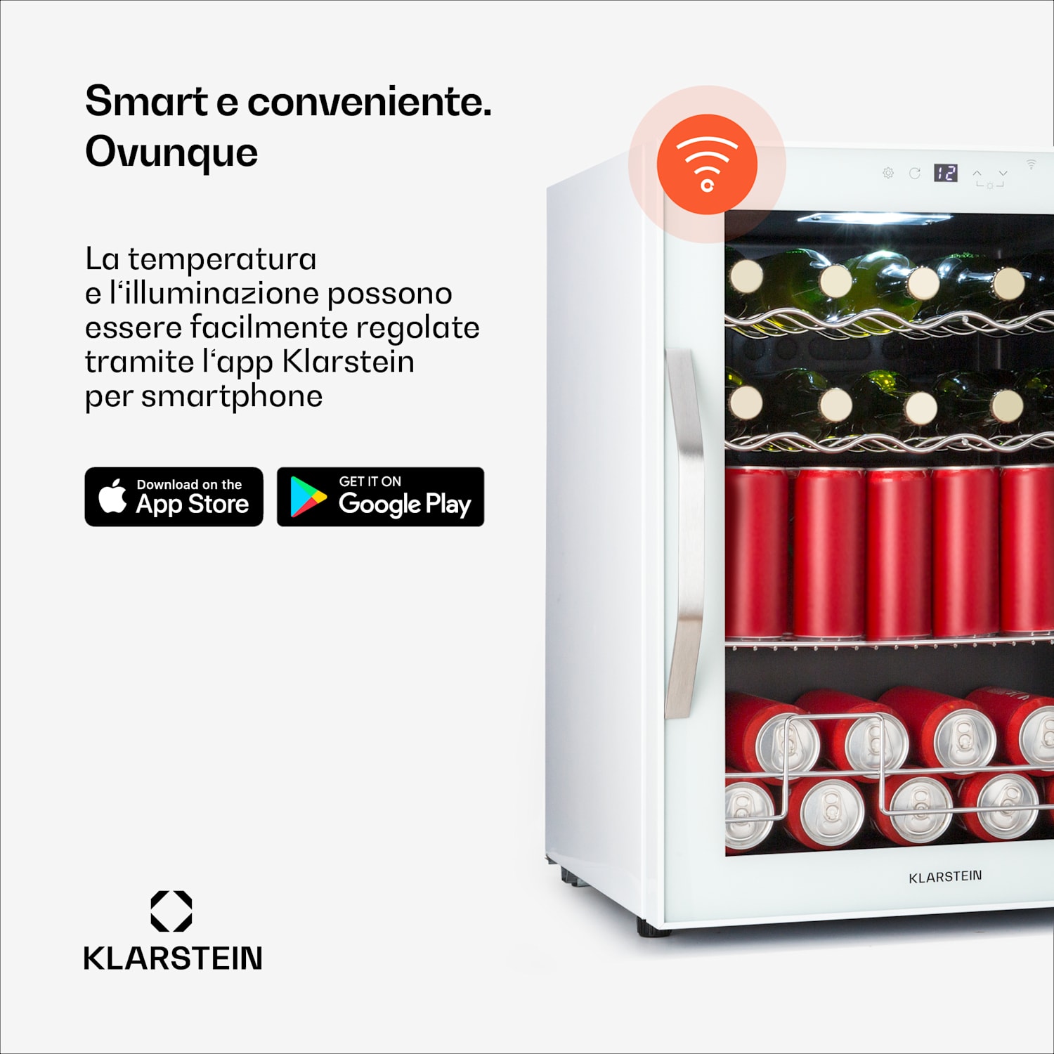 Coachella 60 Smart - Frigorifero | WiFi | LED | 3 ripiani | Retroilluminazione | Classe energetica E 60 Ltr | Bianco