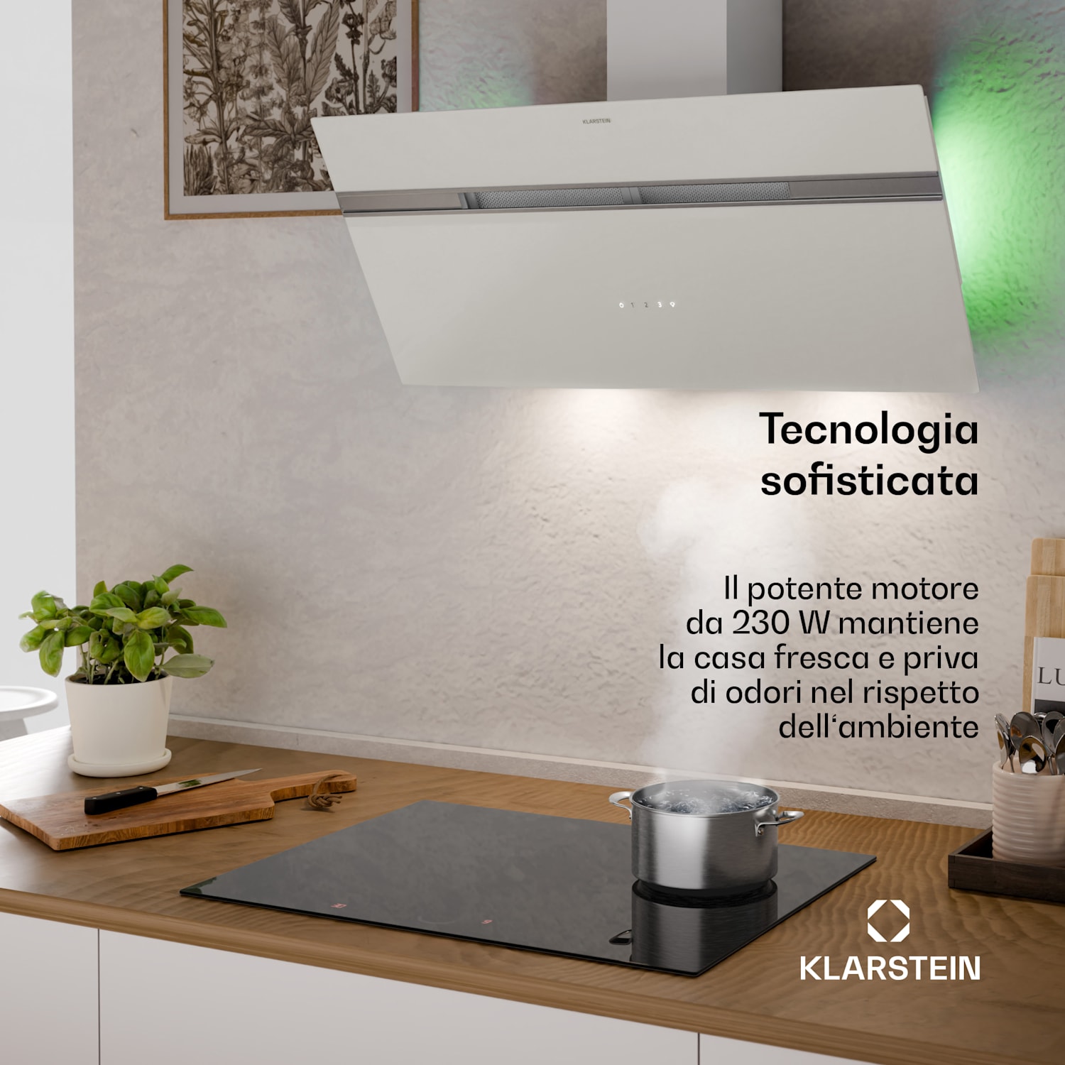 Alina - Cappa aspirante | 90 cm | 615 m³/ora | Silenziosa | Classe energetica A 