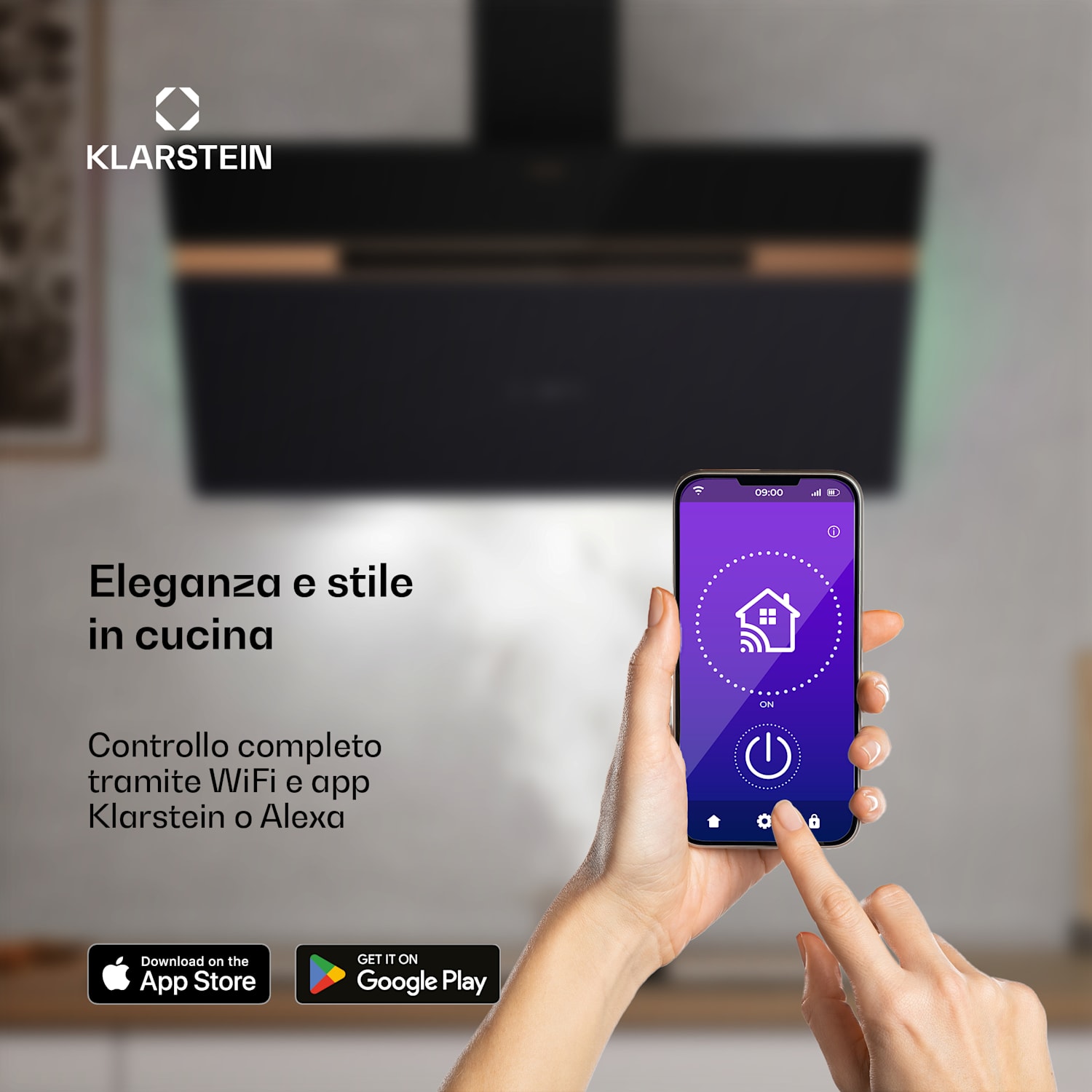 Alina - Cappa aspirante | 90 cm | 690 m³/ora | Silenziosa | Classe energetica A++ 