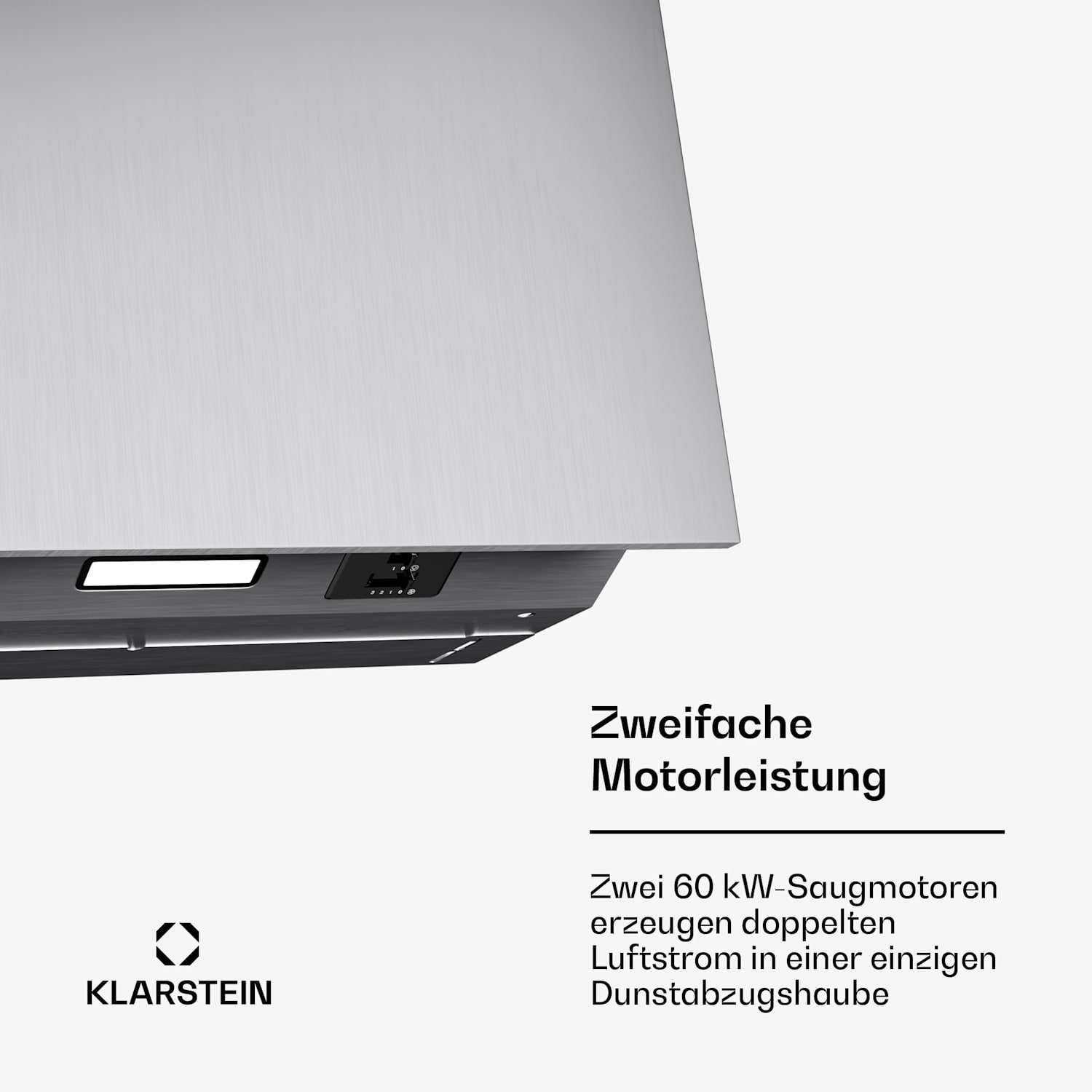 Swift Square Dunstabzugshaube | Einbauhaube | 402 m³/h | EEK C | Abluft/Umluft | LED 60 cm | Silber-Metallic