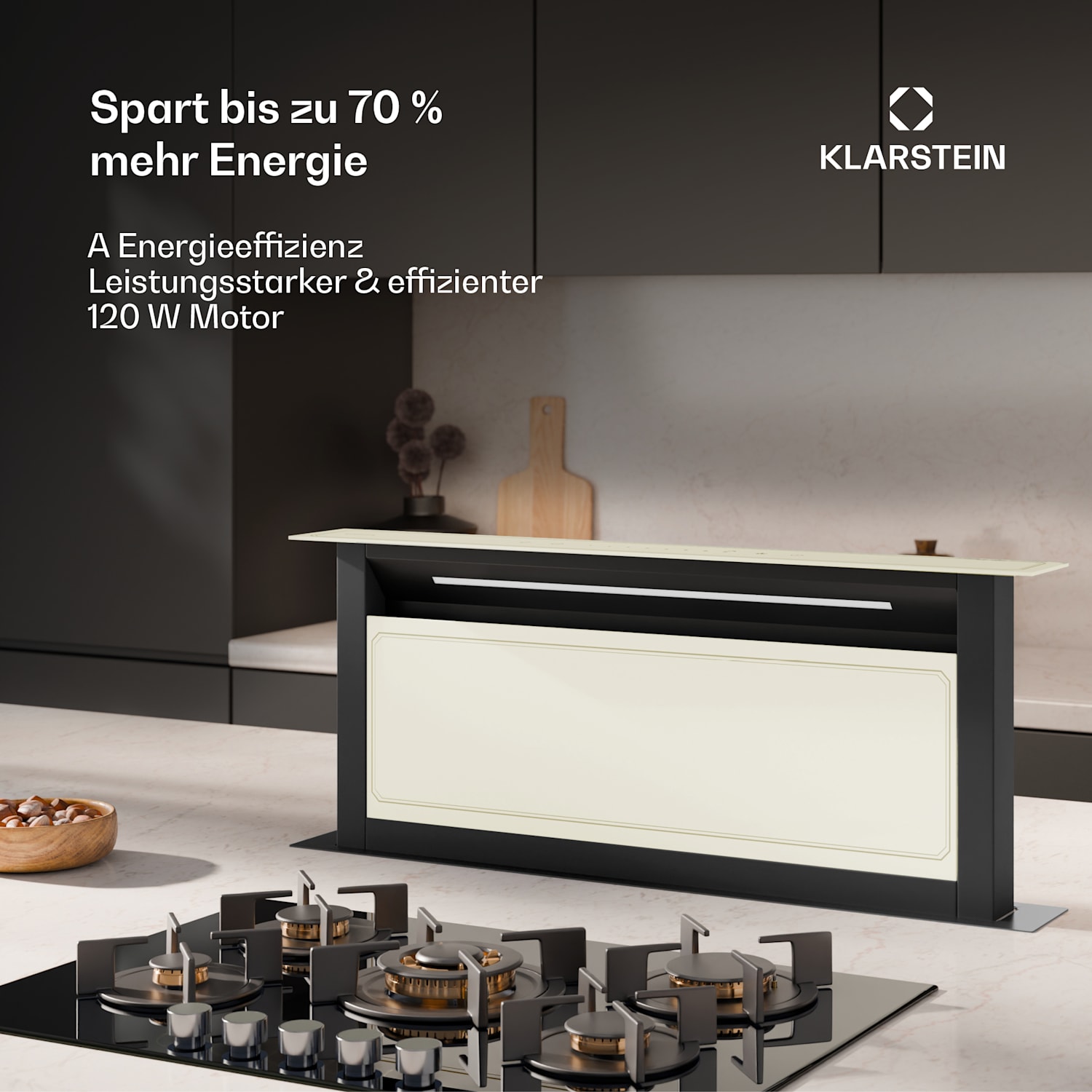 Victoria Downdraft Hotte aspirante | 90 cm | A++ | 3 vitesses + Boost | jusqu'à 713,8 m³/h | 120 W 90 cm | Crème