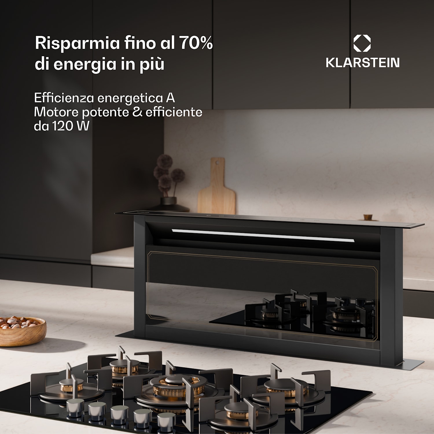Victoria Downdraft - Cappa aspirante | 90 cm | A++ | 3 livelli | Fino a 713,8 m³/ora | 120 W 90 cm | Nero