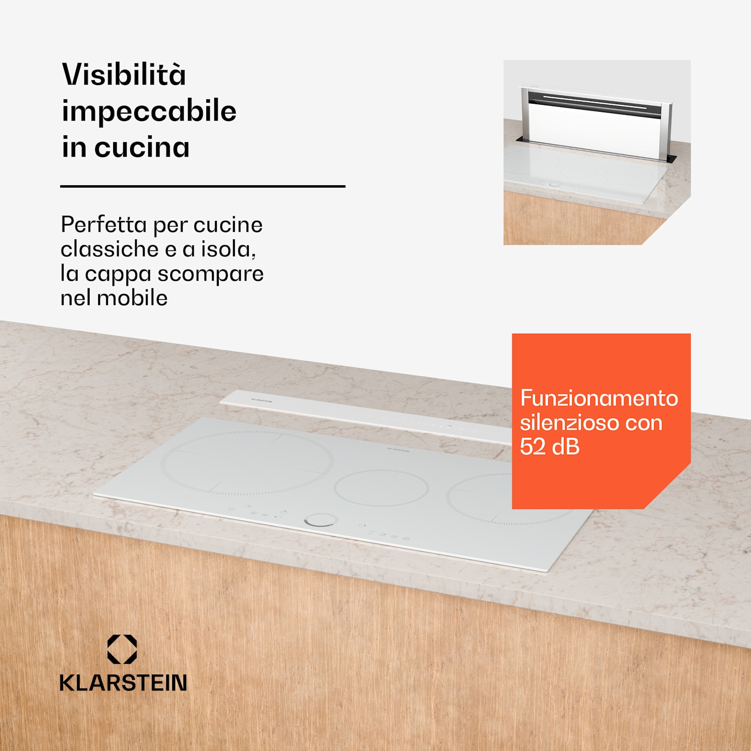 Royal Flush Eco - Cappa aspirante | A scomparsa | 713,8 m³/ora | Boost | Controllo touch | Classe energetica A++ 