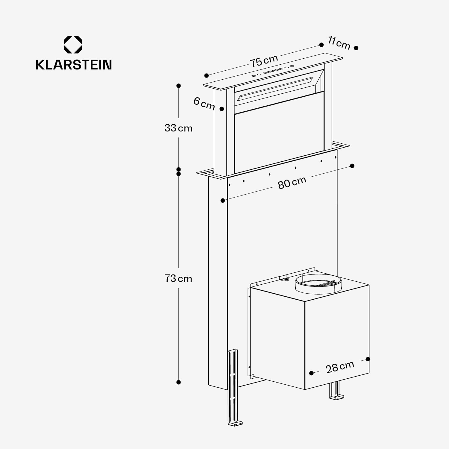 Royal Flush Eco Dunstabzugshaube | Versenkbar | 713,8 m³/h | Boost | Touch-Bedienung | EEK A++ 
