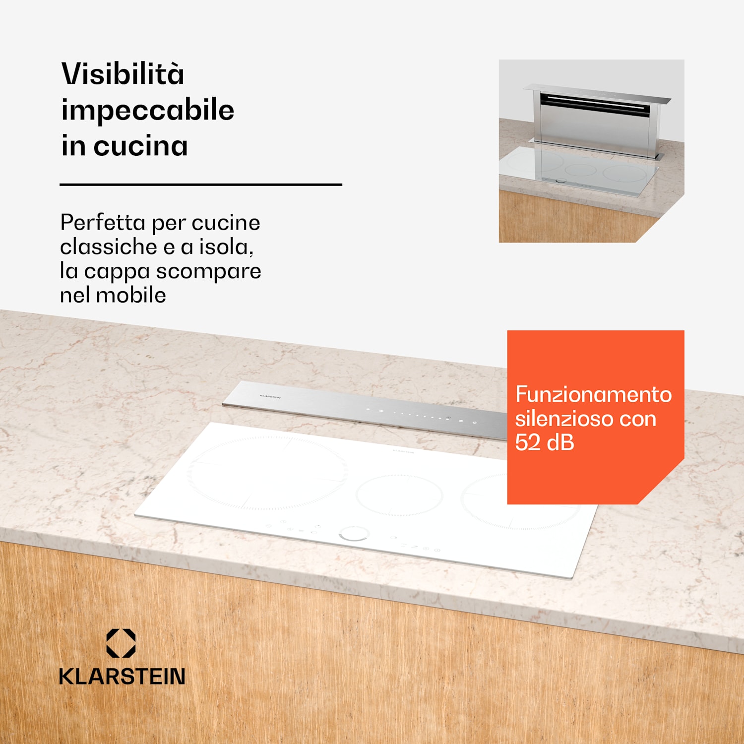 Royal Flush Eco - Cappa aspirante | A scomparsa | 713,8 m³/ora | Boost | Controllo touch | Classe energetica A++ 
