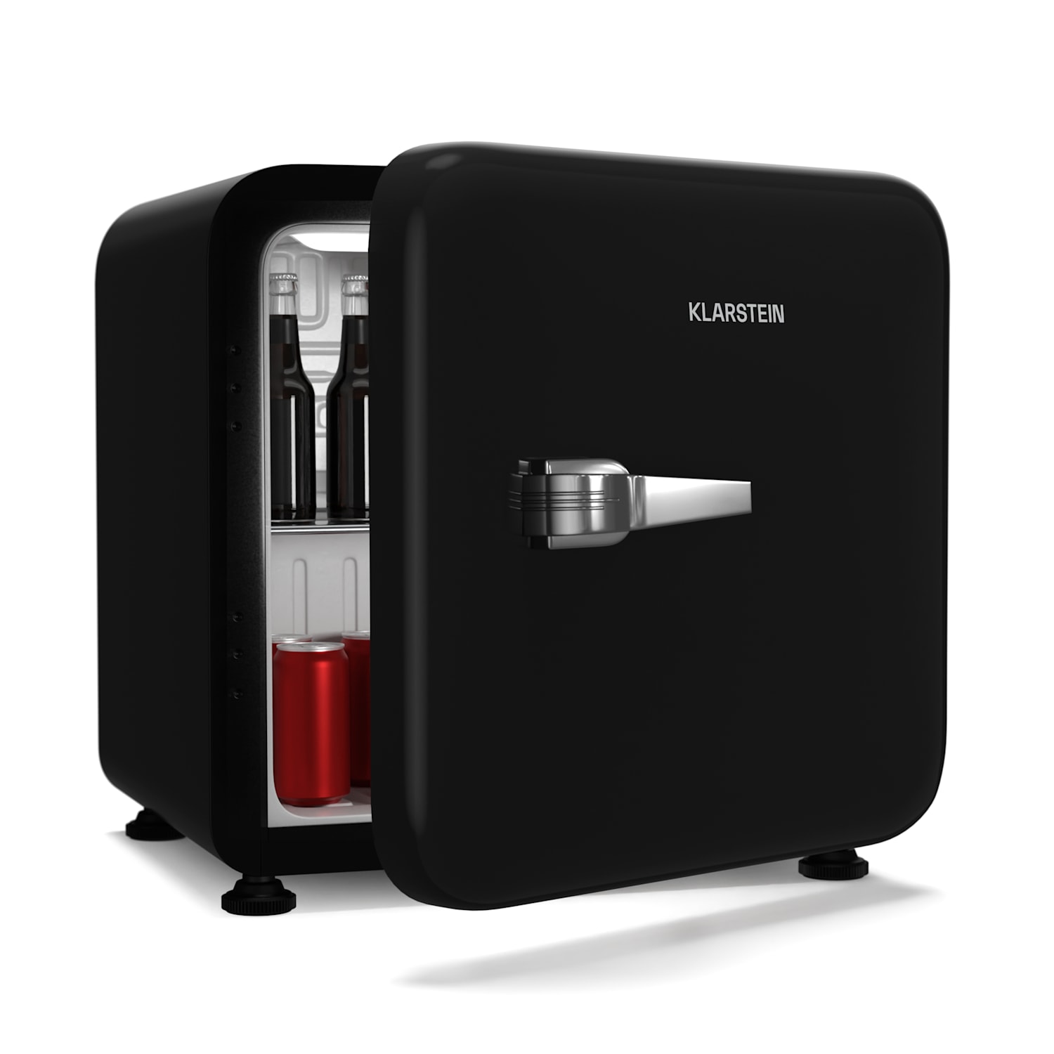 Audrey Evo Mini Kühlschrank | 43L | Retro-Design | leise | kompakt | 3 Farben 43 Ltr | Schwarz