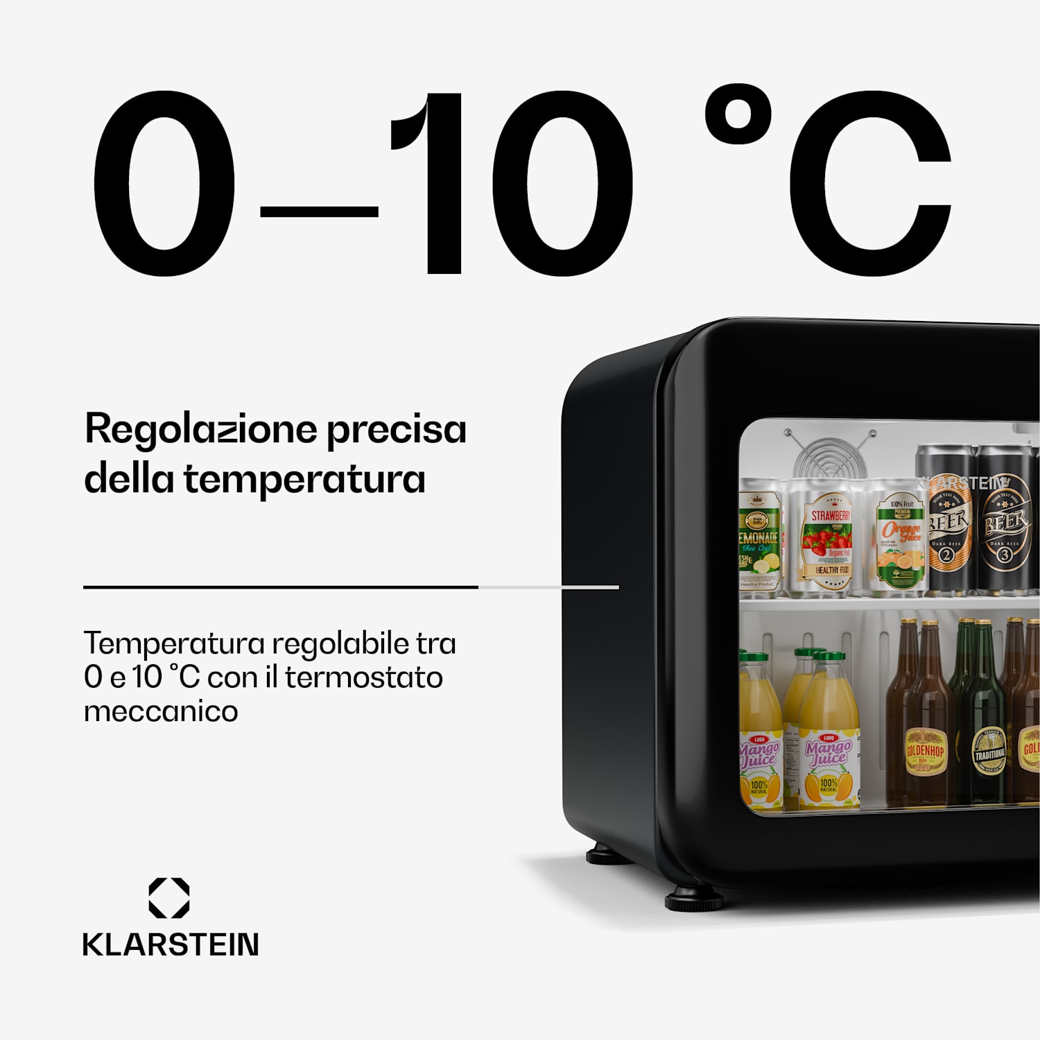 Audrey Evo - Frigorifero per bevande | Design rètro | Sportello in vetro | 46 L | Classe energetica C 46 Ltr | Nero