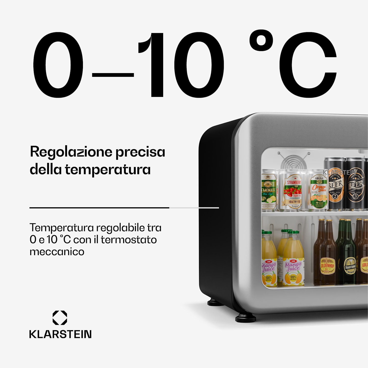 Audrey Evo - Frigorifero per bevande | Design rètro | Sportello in vetro | 46 L | Classe energetica C 46 Ltr | Argento