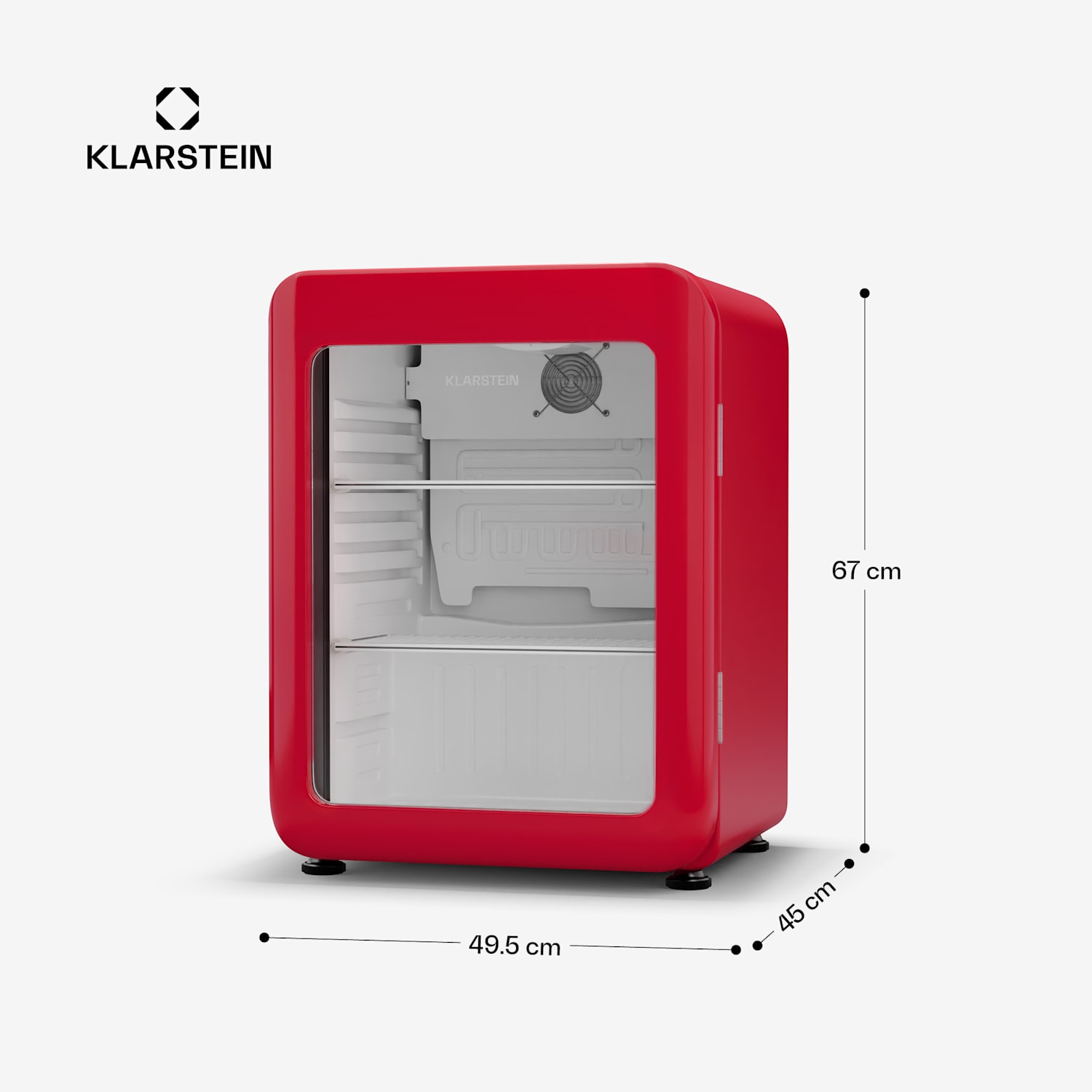 Audrey Evo - Frigorifero per bevande | Design rètro | Sportello in vetro | 68 L | Classe energetica C 68 Ltr | Rosso