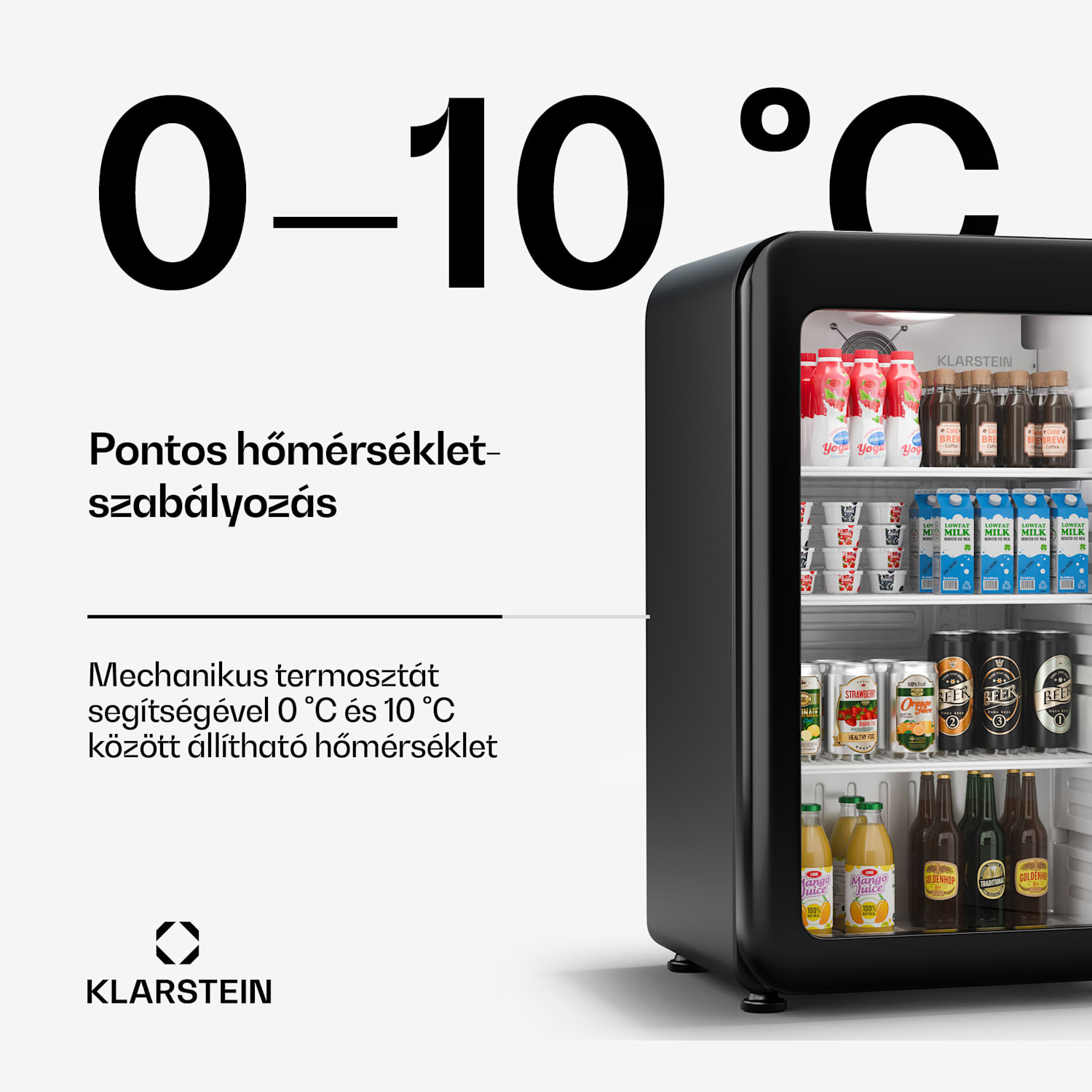 Audrey Evo italhűtő, Rretro kivitel, üvegajtó, 93 L, EEK C 93 Ltr | Fekete