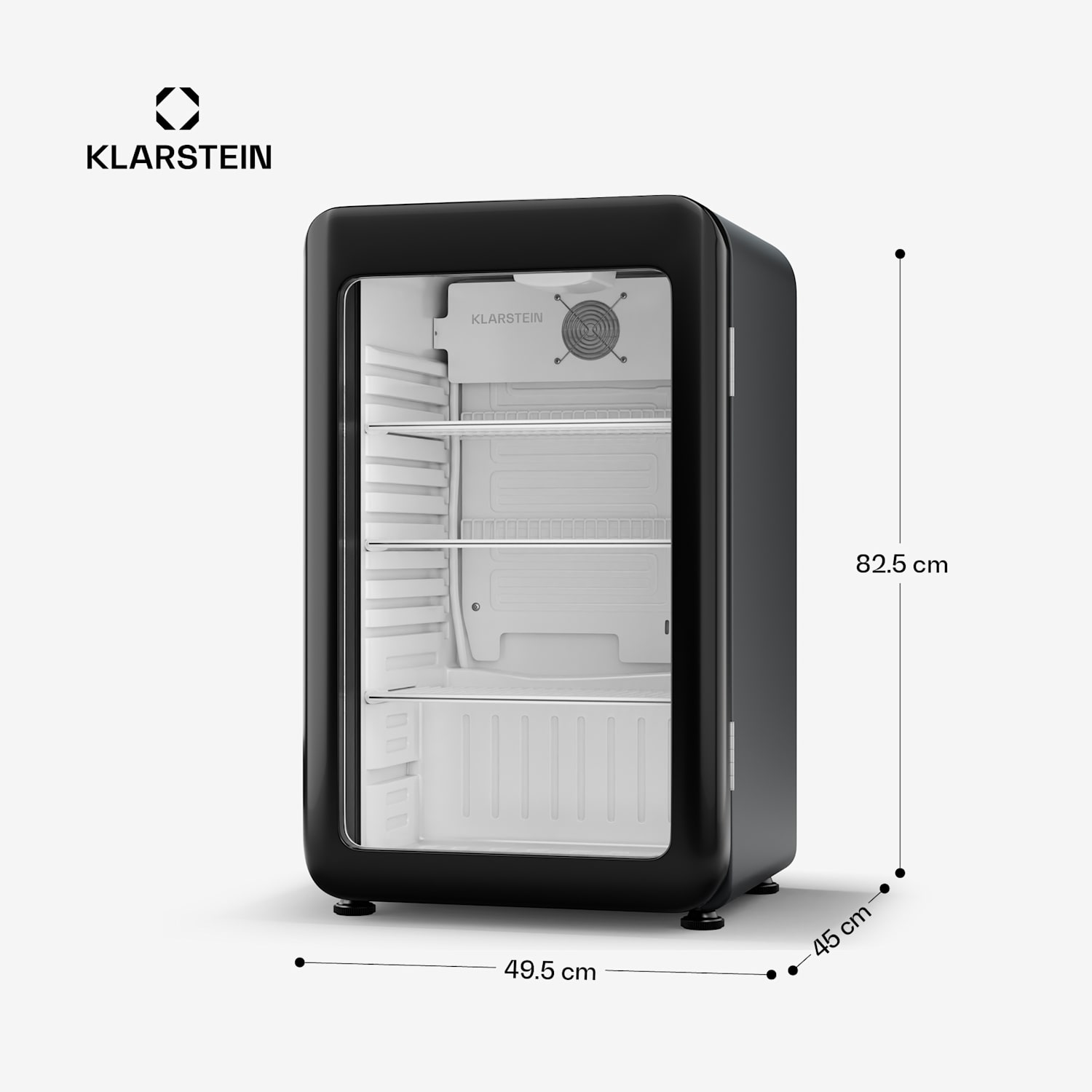 Audrey Evo italhűtő, Rretro kivitel, üvegajtó, 93 L, EEK C 93 Ltr | Fekete