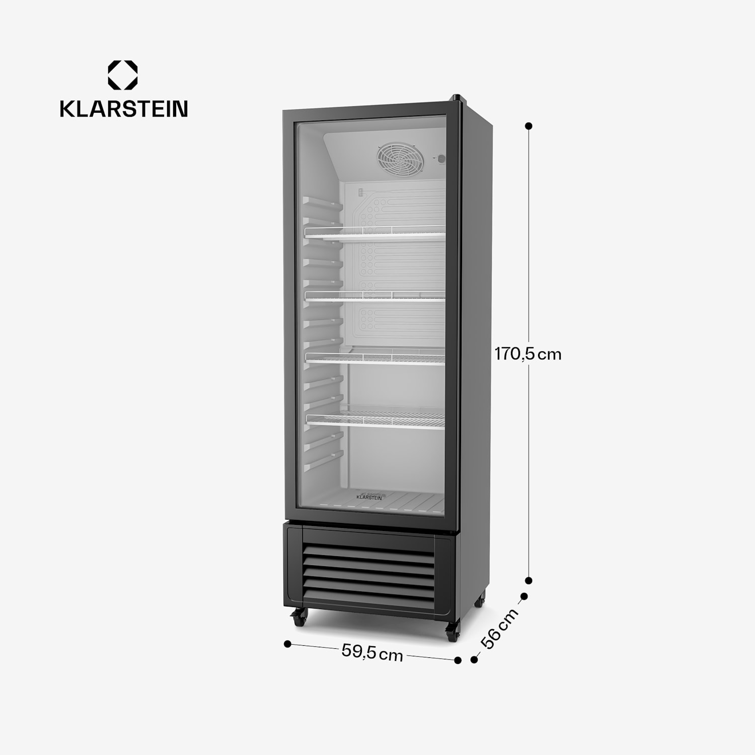 GrandCooler - Frigorifero per bevande | 270 L | Illuminazione a LED | Con rotelle | 4 ripiani 270 litri | Nero