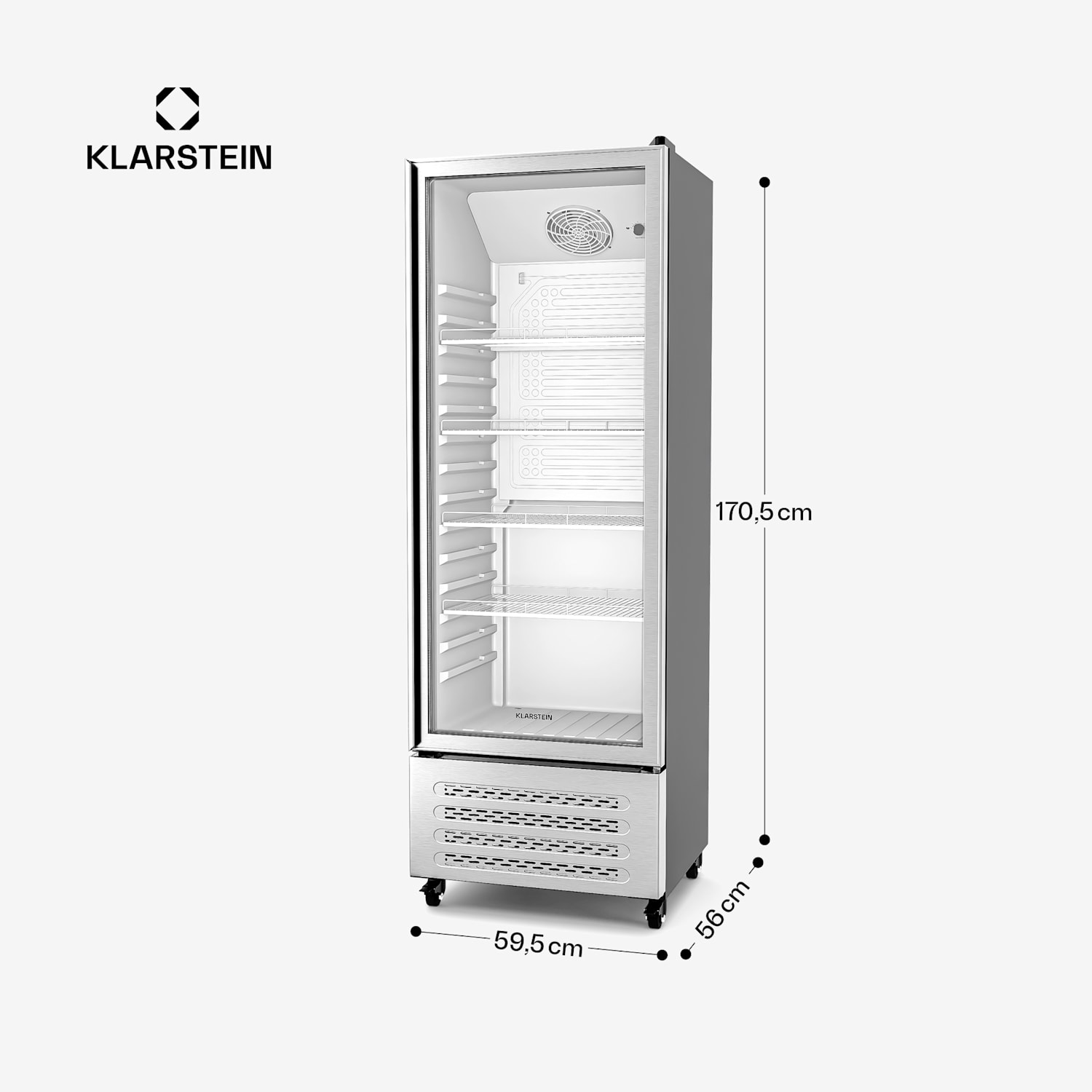 GrandCooler Réfrigérateur à boissons | 270 L | Eclairage LED | avec roulettes | 4 étagères 270 litres | Acier Inoxydable
