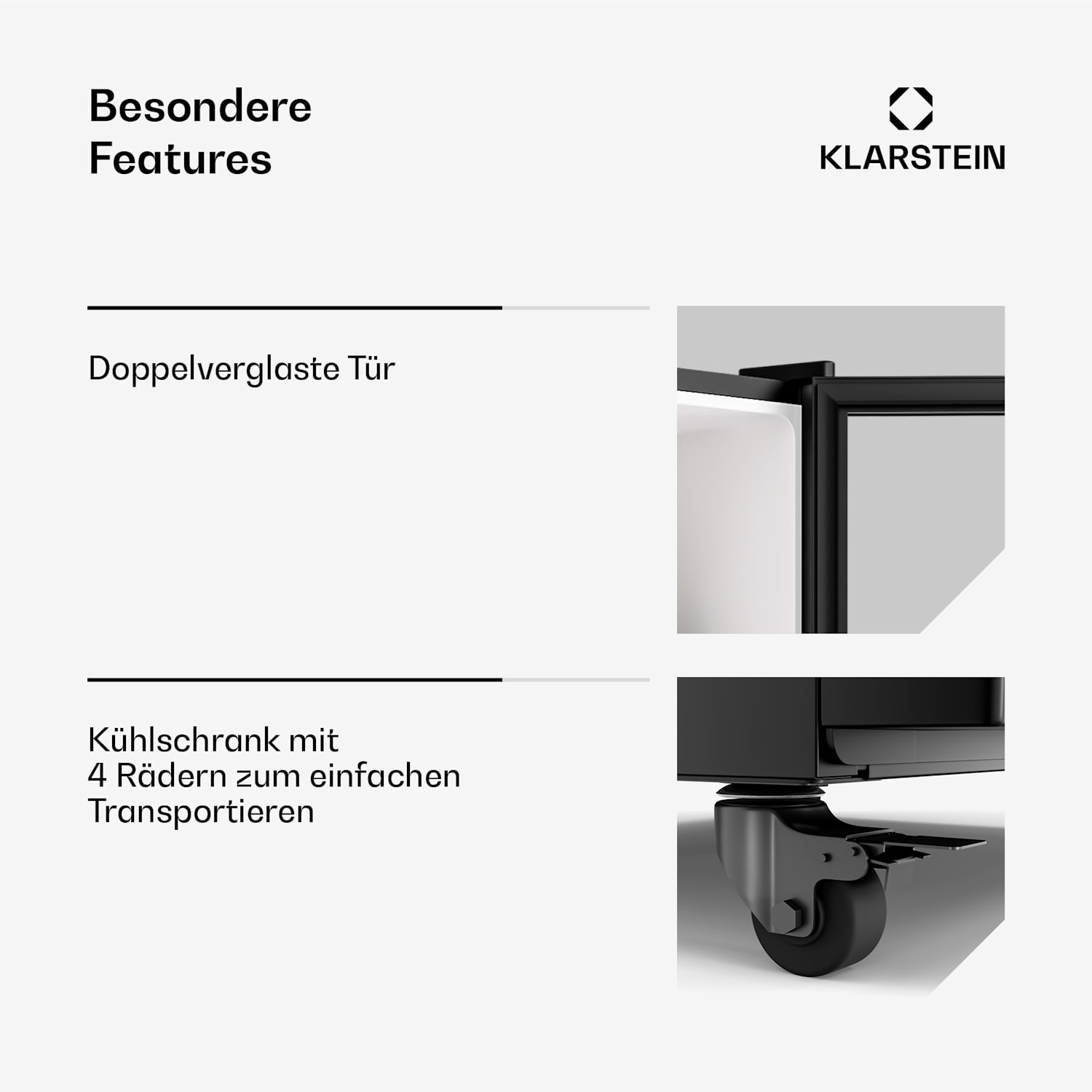 GrandCooler Getränkekühlschrank | 306 L | LED-Beleuchtung | mit Rollen | 4 Regale 306 Liter | Schwarz