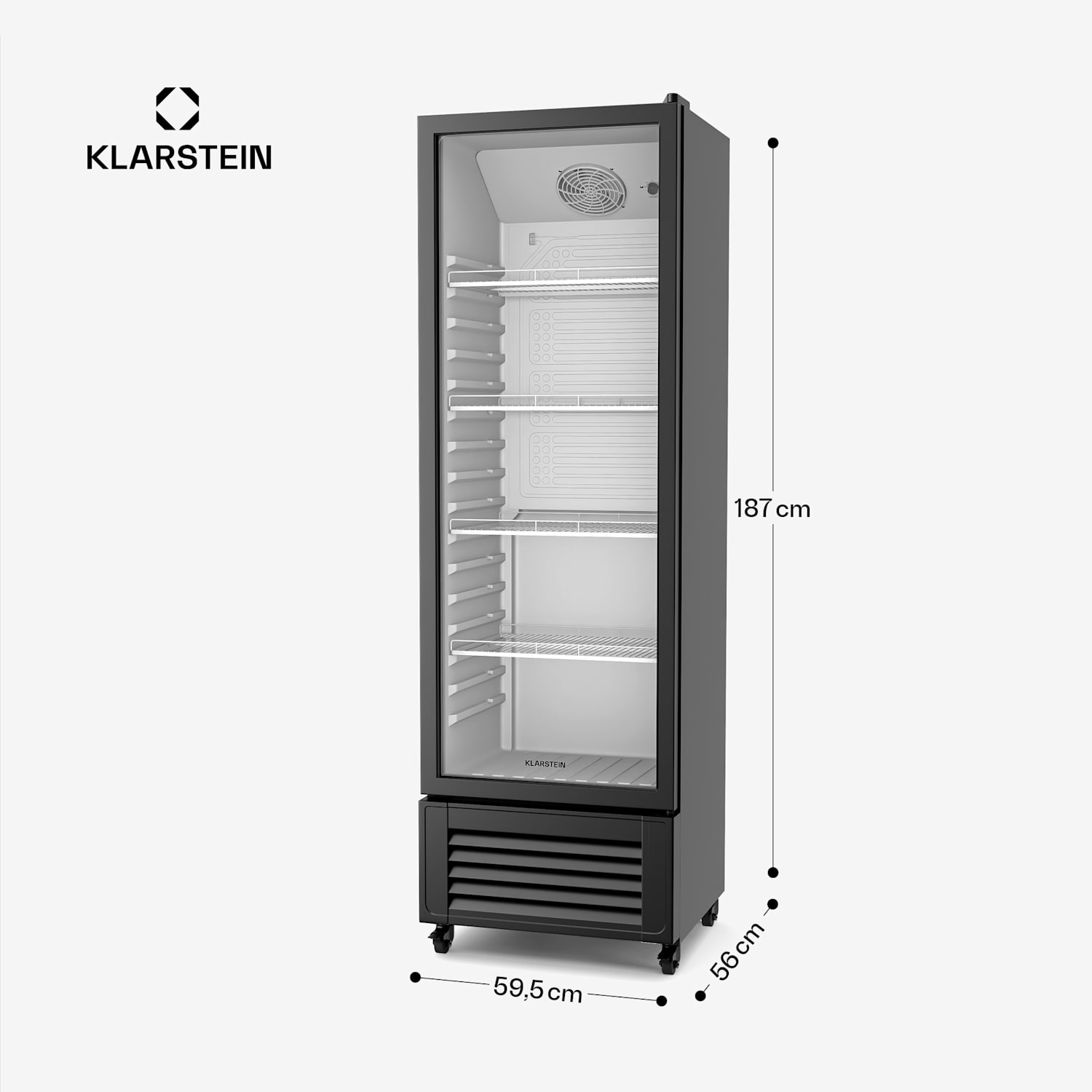 GrandCooler Getränkekühlschrank | 306 L | LED-Beleuchtung | mit Rollen | 4 Regale 306 Liter | Schwarz