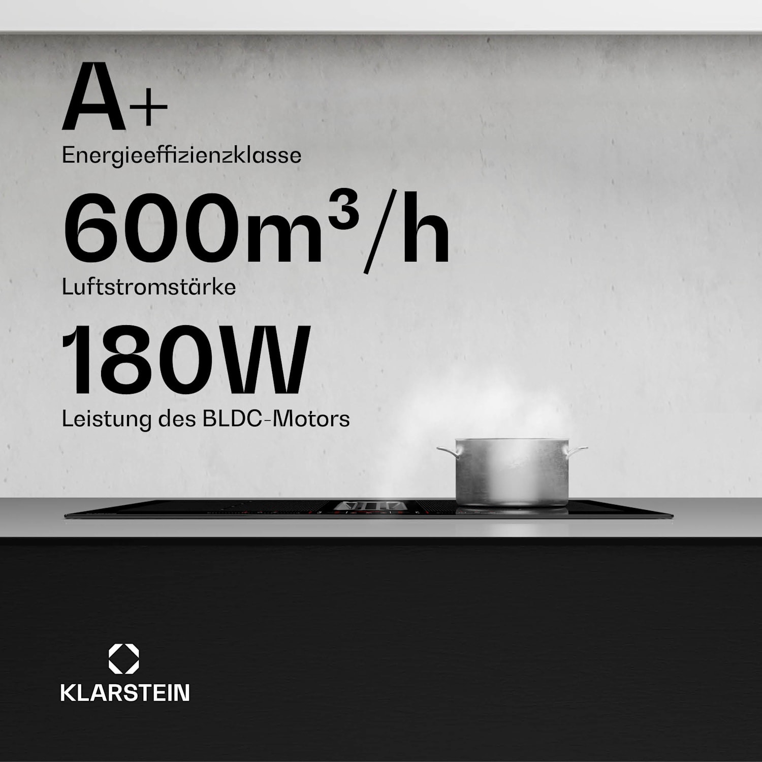 AirJet FlexPro Down Air System | Induktionsherd + Abzugshaube | Flexzone | Booster 60 cm | AirJetFlexPro | Schwarz