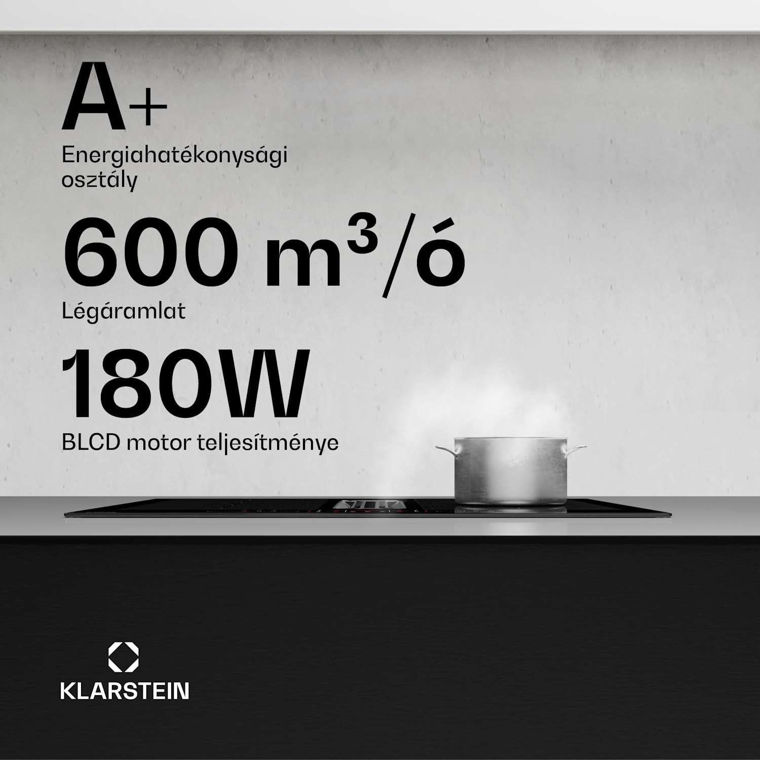 AirJet FlexPro Down Air System, Indukciós főzőlap + páraelszívó, Flexi zóna, Booster 60 cm | AirJetFlexPro | Fekete