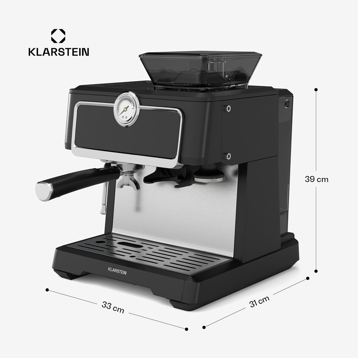 GrandPresso Touch kavni aparat, 20 barov, vgrajen mlinček, indikator tlaka, mlečna pena GrandPresso Touch | Črna