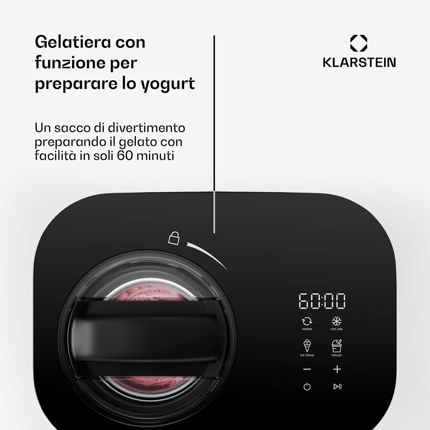 FrostFusion Gelatiera - Gelatiera e yogurtiera 2 in 1 con funzione per mantenere freddo il gelato 