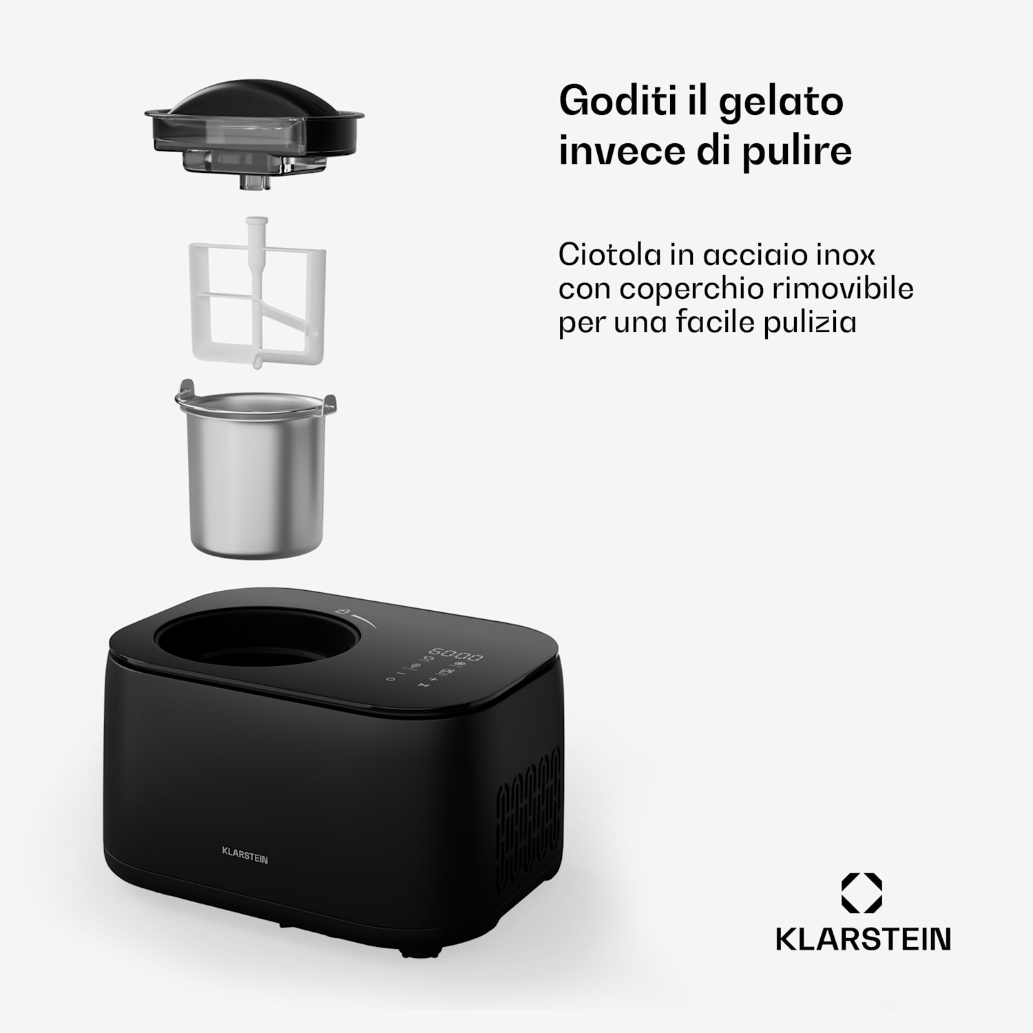 FrostFusion Gelatiera - Gelatiera e yogurtiera 2 in 1 con funzione per mantenere freddo il gelato 