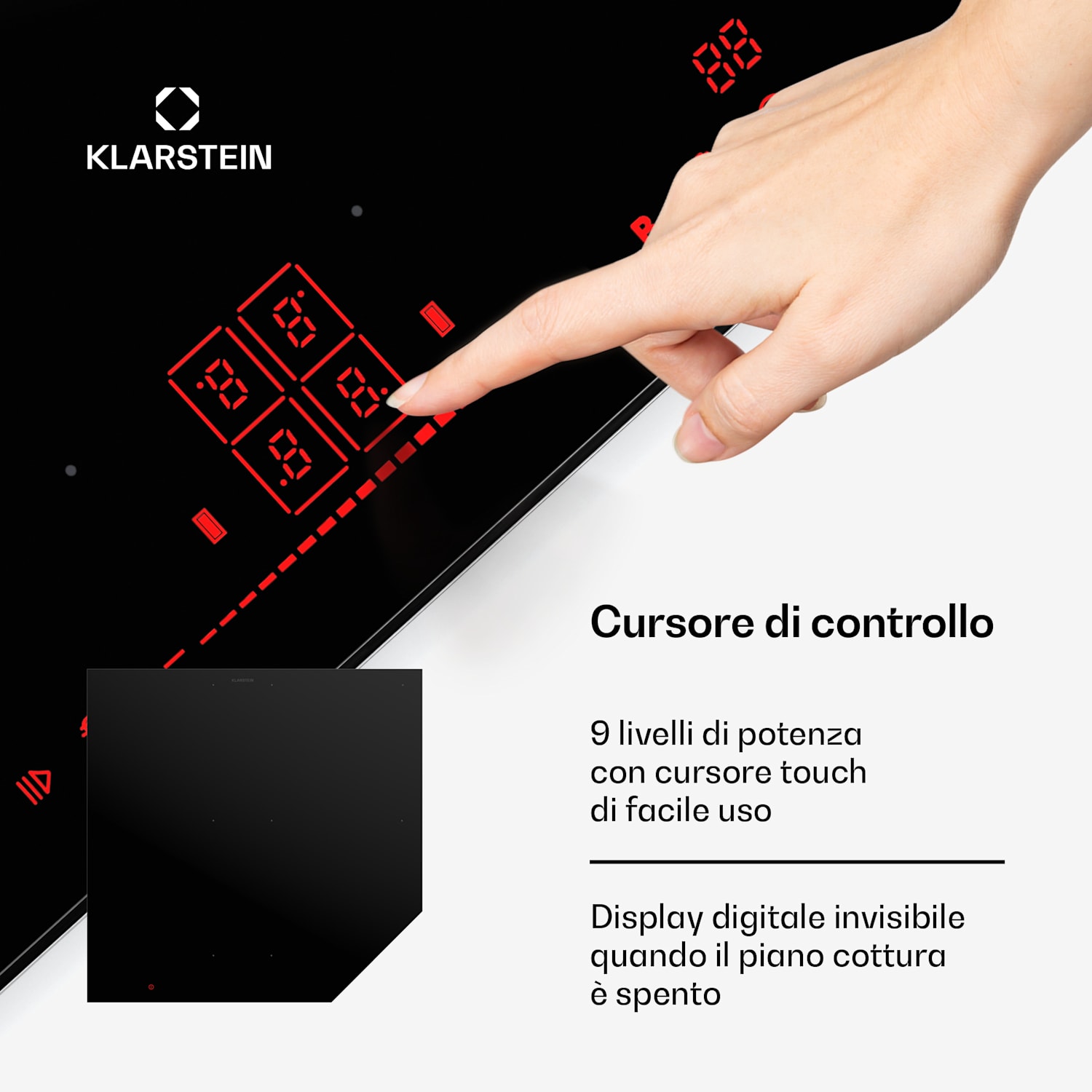 NanoGlow piano cottura a induzione | 4 piani cottura | Zone flex | Booster | Nanorivestimento NanoGlow | 60 cm | Nero