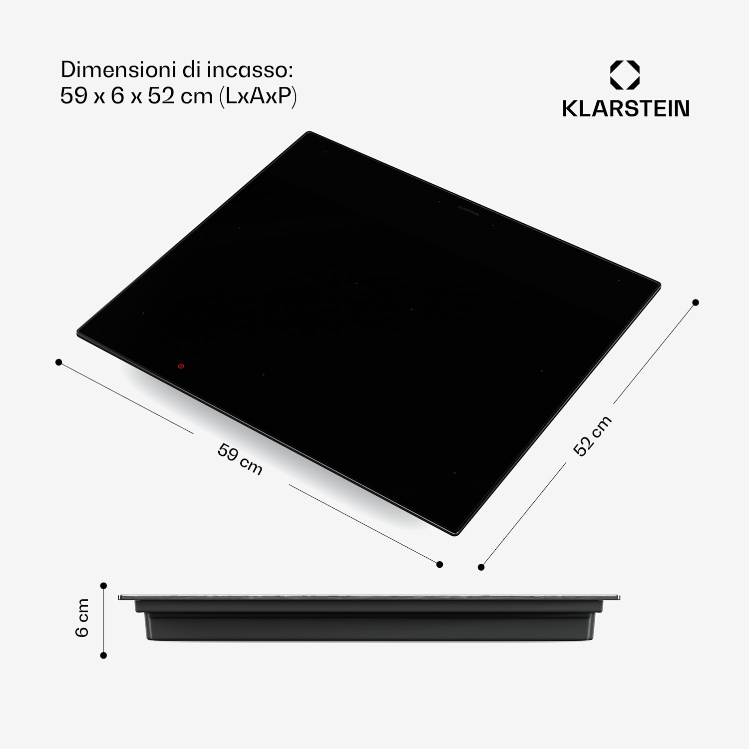NanoGlow piano cottura a induzione | 4 piani cottura | Zone flex | Booster | Nanorivestimento NanoGlow | 60 cm | Nero
