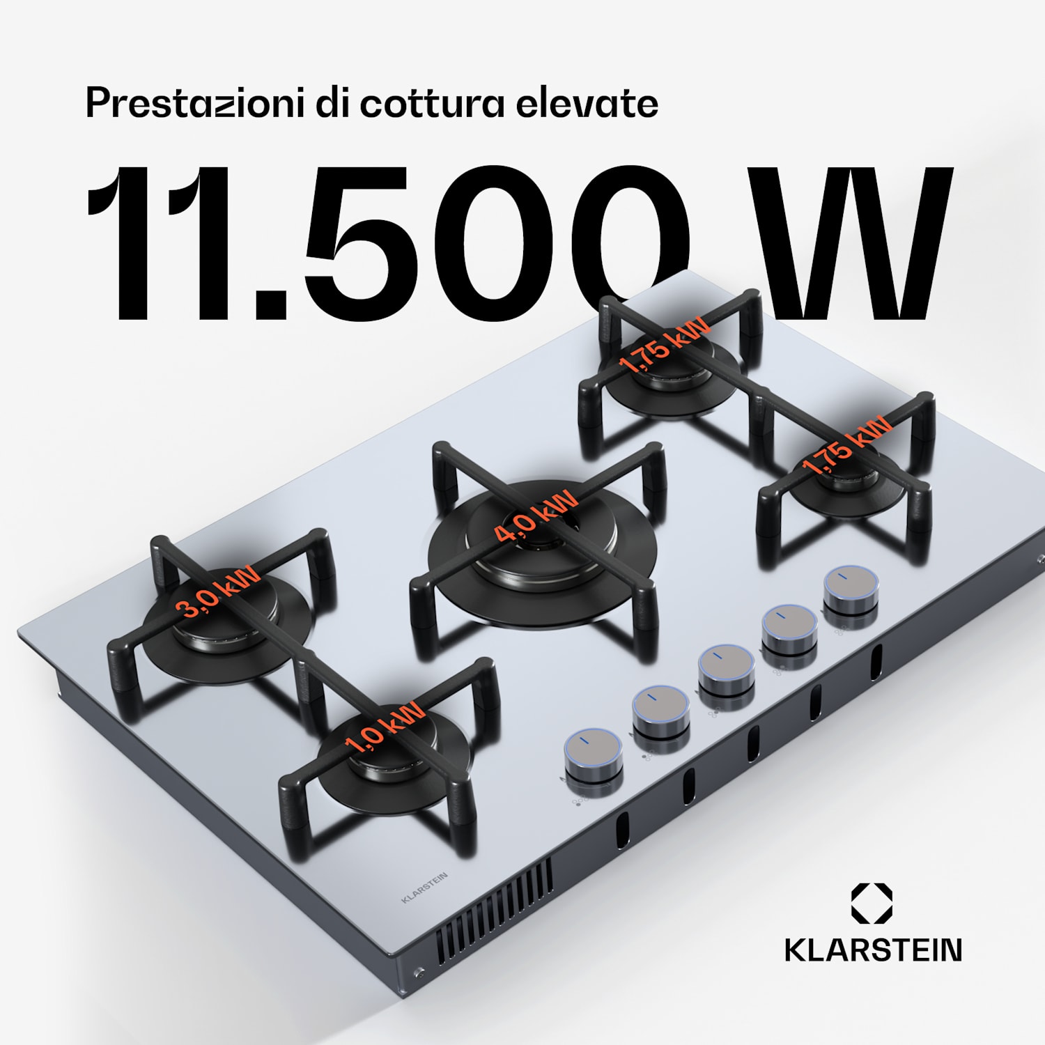 Illuminosa 5 piano cottura a gas 5 fuochi bruciatore Sabaf acciaio inox 5 | Acciaio inox
