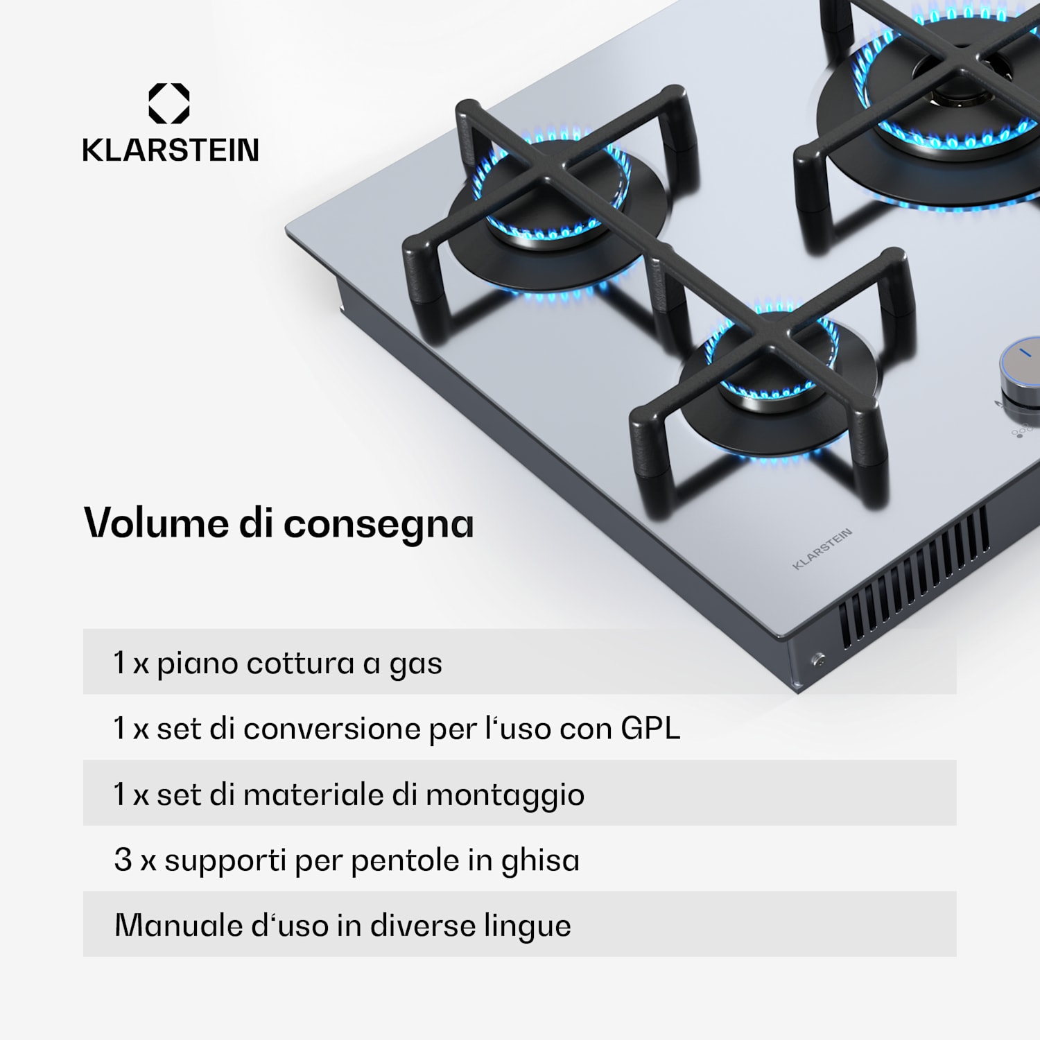 Illuminosa 5 piano cottura a gas 5 fuochi bruciatore Sabaf acciaio inox 5 | Acciaio inox