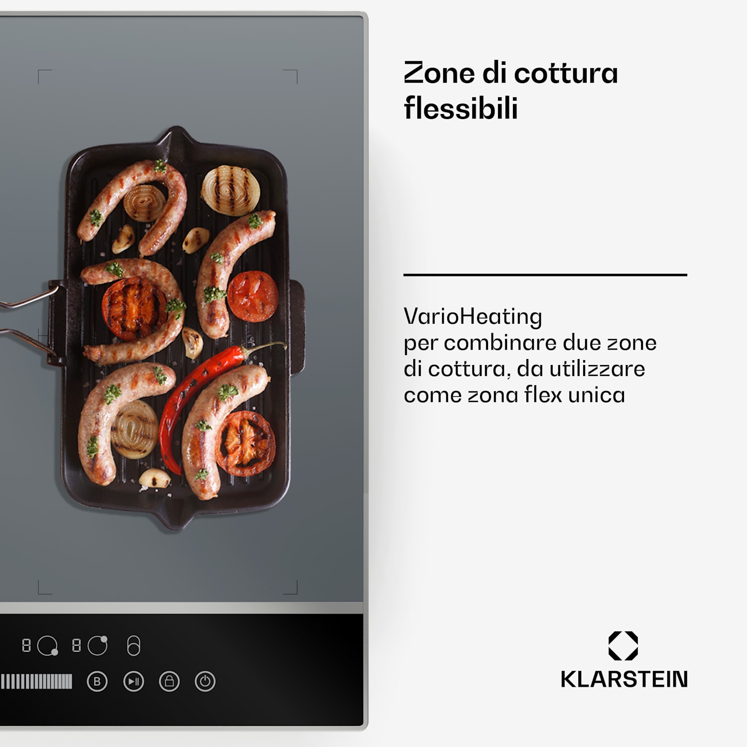 DualTone Flex piano cottura a induzione | Zone flex | Display a LED | Controllo scorrevole | 7200 W DualTone Flex | 60 cm | Argento