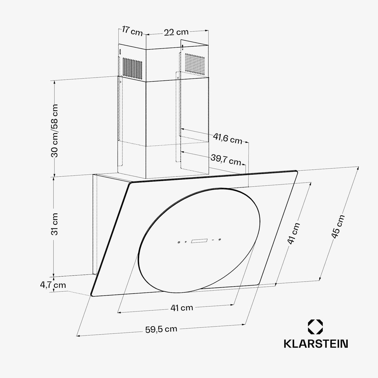 Total Eclipse Dunstabzugshaube | LED-Beleuchtung | Touch | 594,2 m³/h | Abluft/Umluft 60 cm | Schwarz