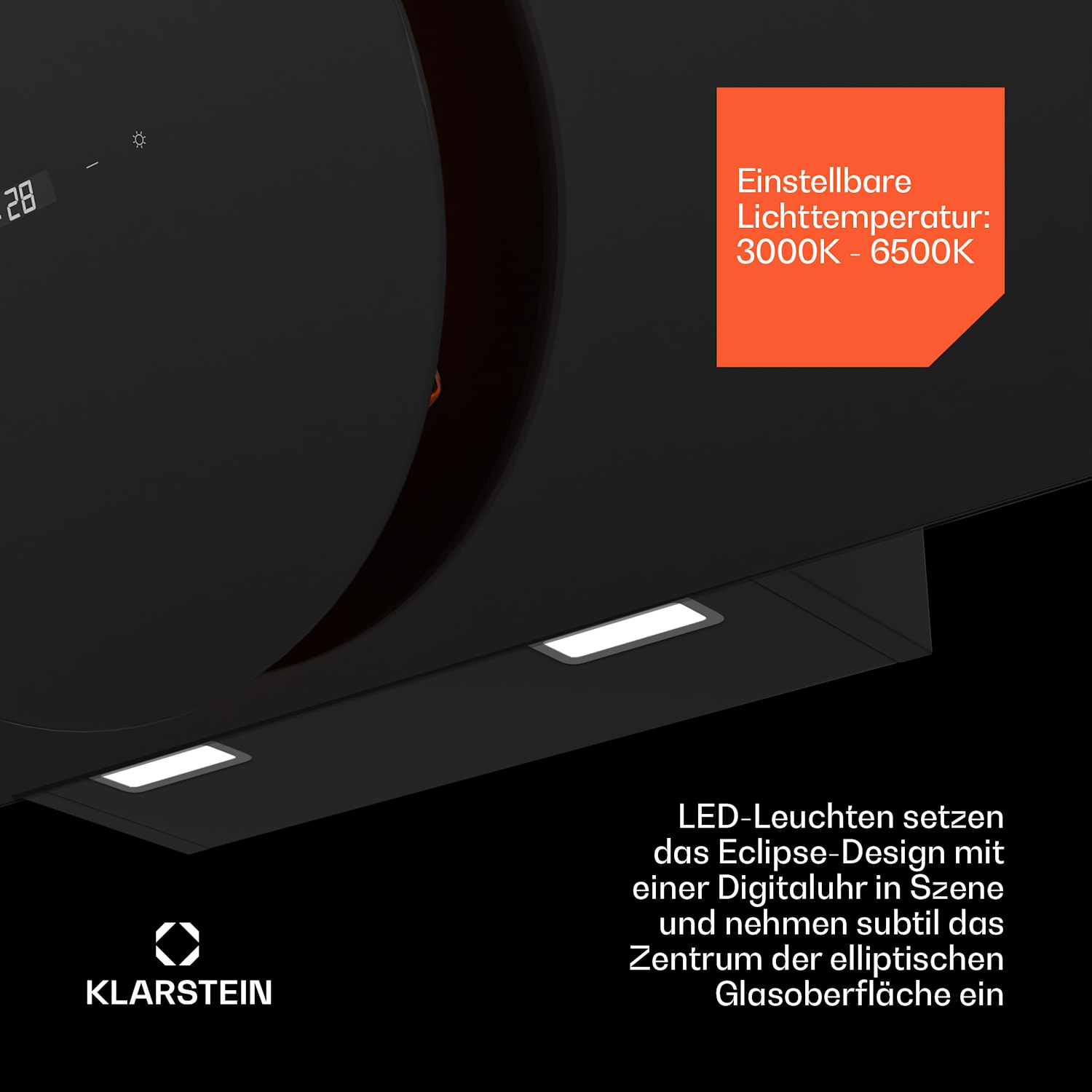 Total Eclipse Dunstabzugshaube | LED-Beleuchtung | Touch | 594,2 m³/h | Abluft/Umluft 90 cm | Schwarz