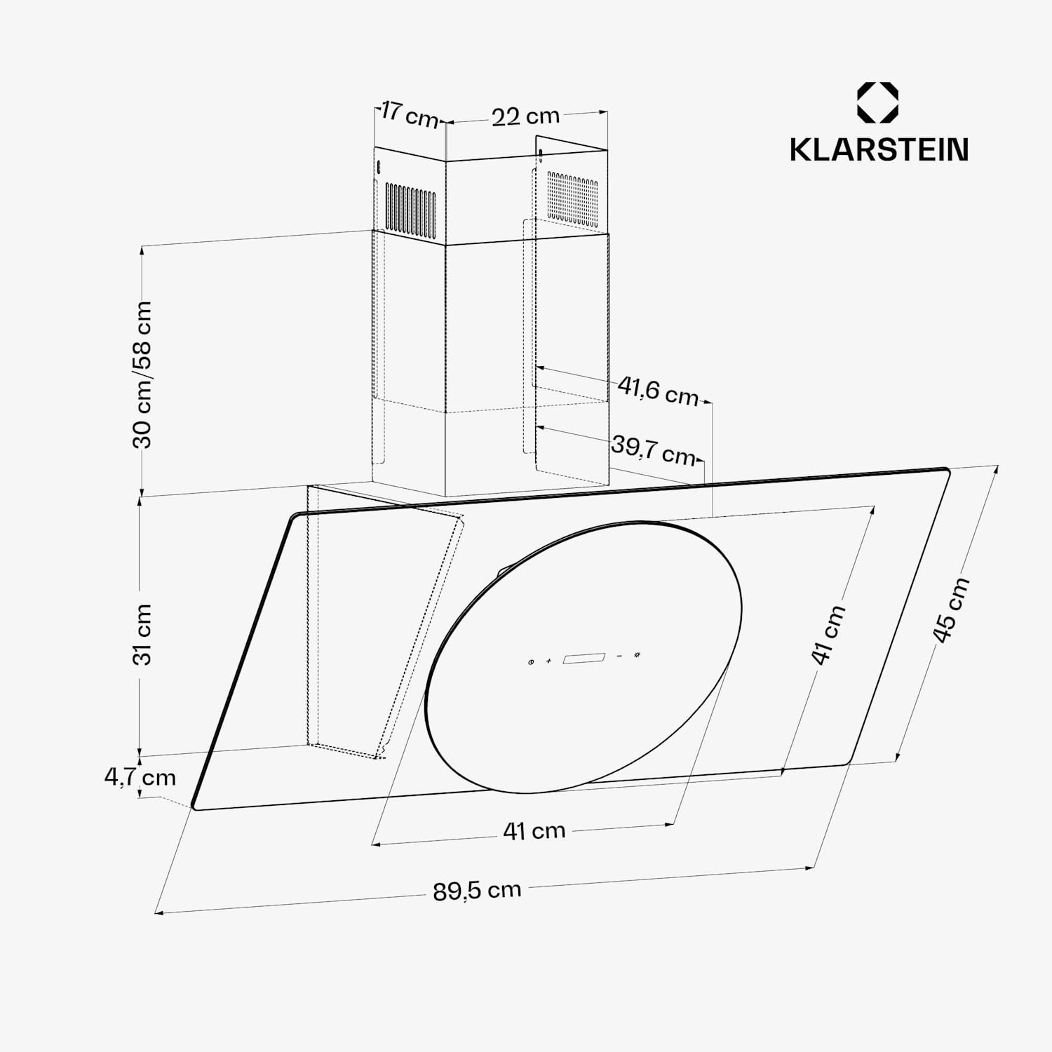 Total Eclipse Dunstabzugshaube | LED-Beleuchtung | Touch | 594,2 m³/h | Abluft/Umluft 90 cm | Schwarz