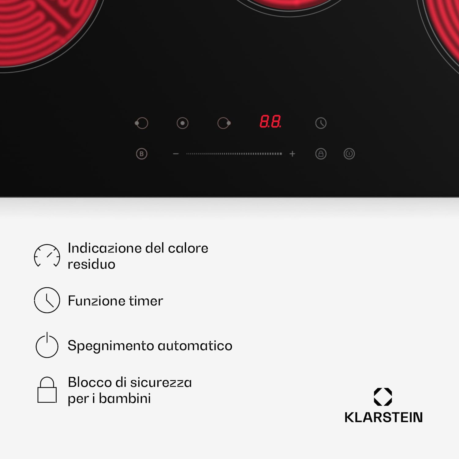 CeramEase Slim VTC piano cottura | Vetroceramica | 3 fuochi | 5,2 kW | Touch | Timer 