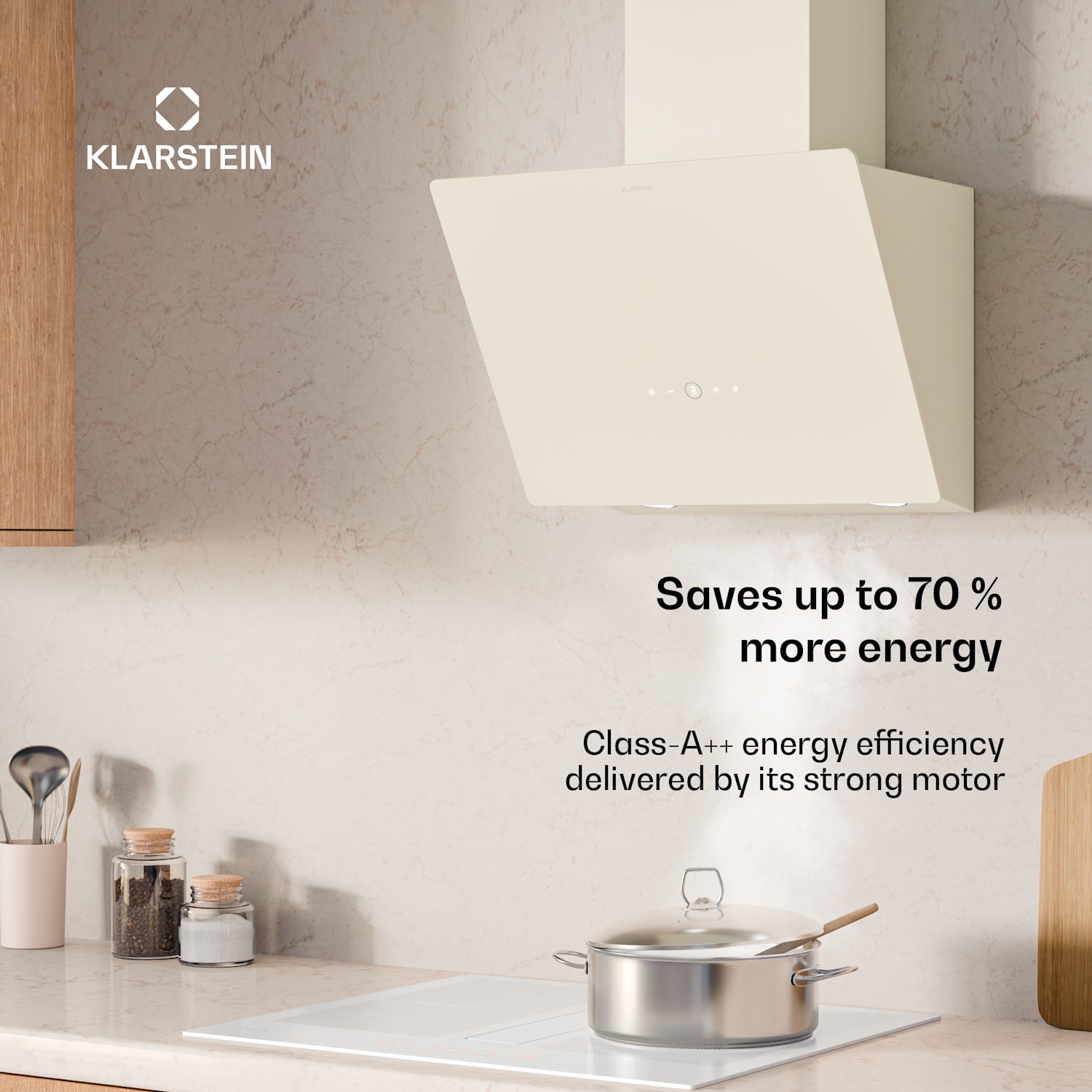 MaxAir extractor hood | compact & powerful | A++ energy efficiency | dual ventilation 50 cm | Vintage Cream