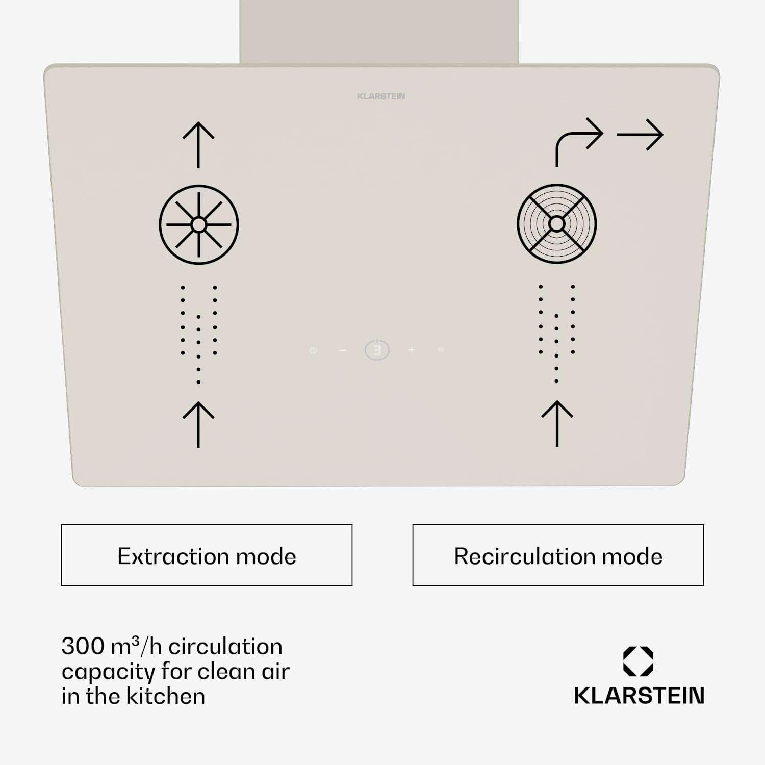 MaxAir extractor hood | compact & powerful | A++ energy efficiency | dual ventilation 50 cm | Vintage Cream