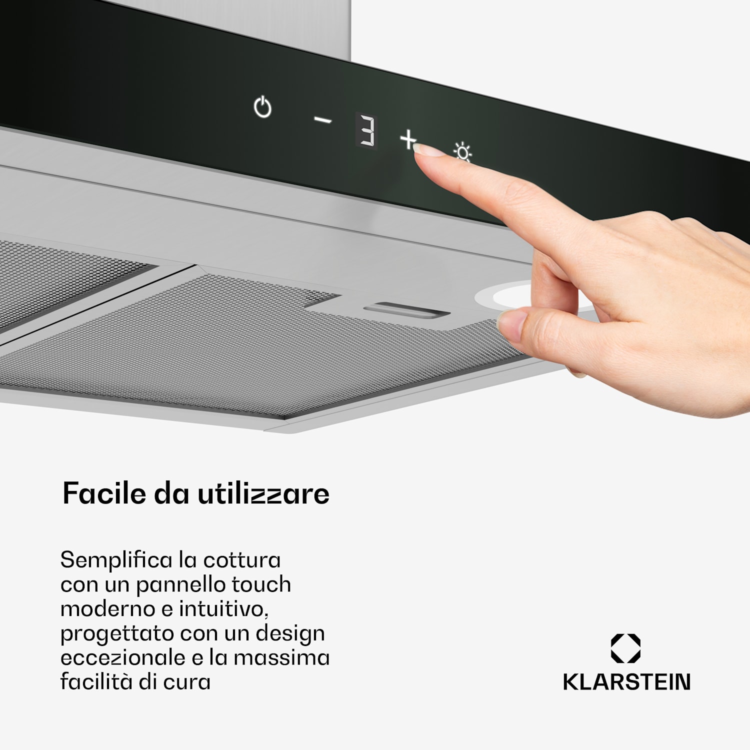 CurveVent - Cappa aspirante | 700 m³/ora | Touch | LED | 110 W | Classe energetica A+ 
